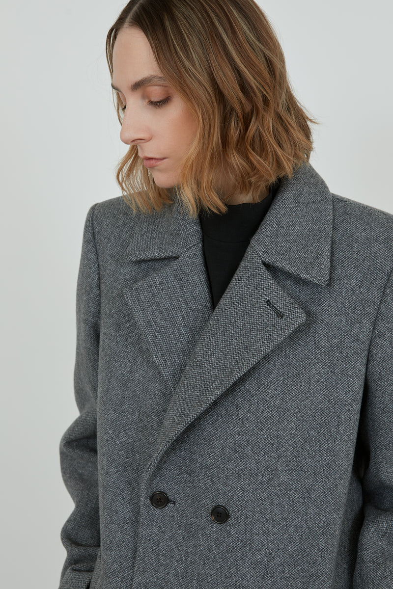 Laurence coat | Grey Melange - Recycled wool