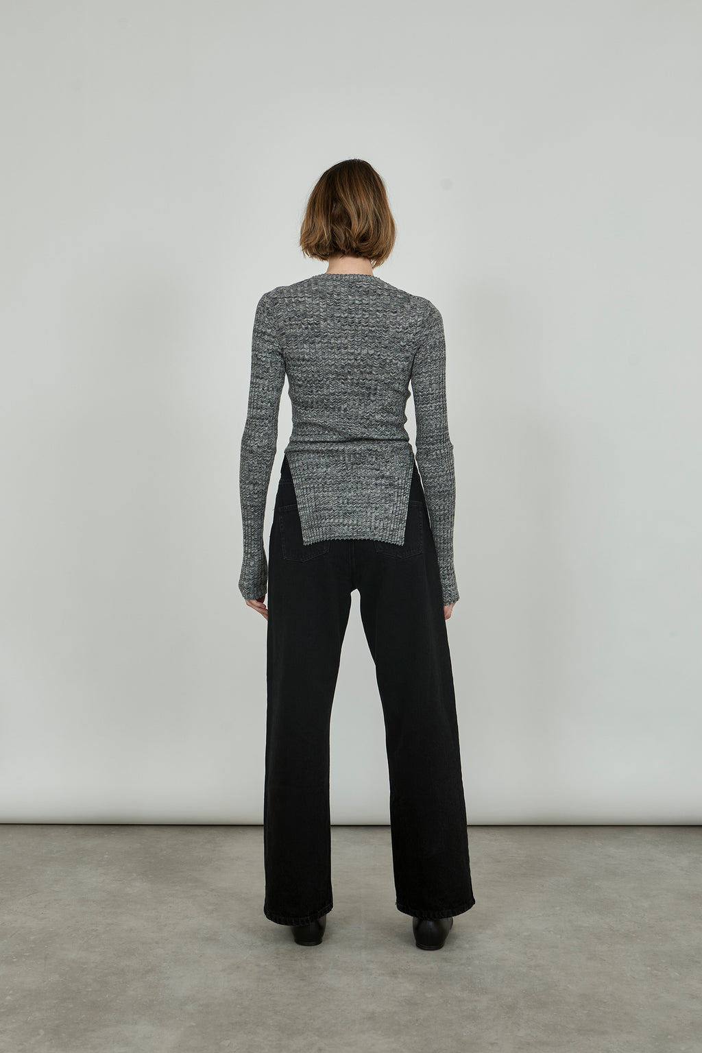 Lucinda crew neck | Charcoal & off white - Egyptian cotton & cashmere blend