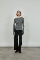 Lucinda crew neck | Charcoal & off white - Egyptian cotton & cashmere blend