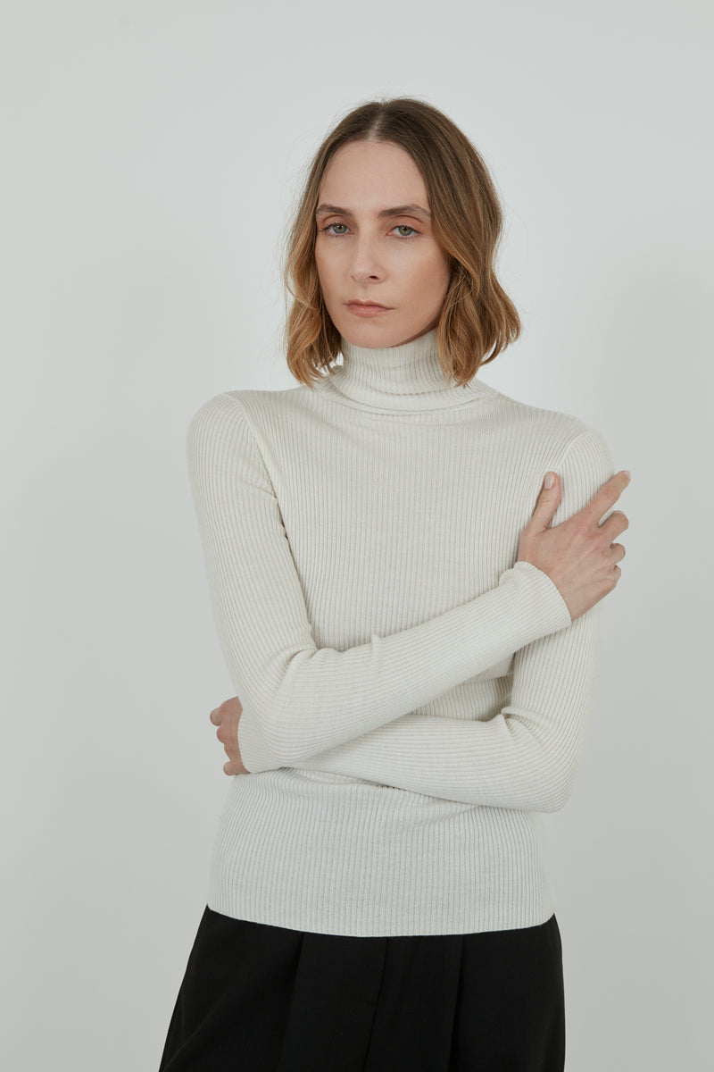 Lucy knitted top | Offwhite - Cashwool