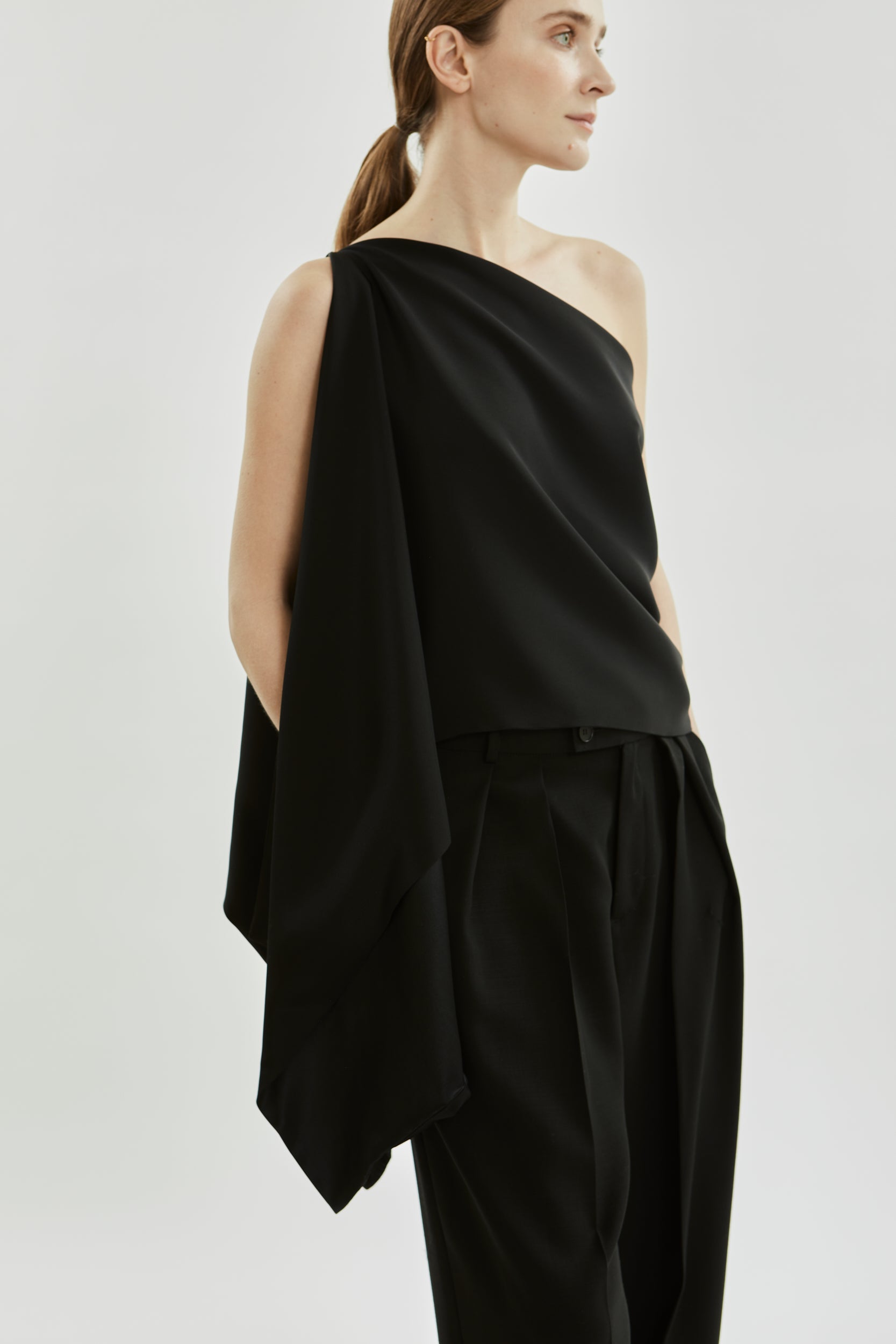 Macha dubbele sjaal | Zwart - Crepe Silk