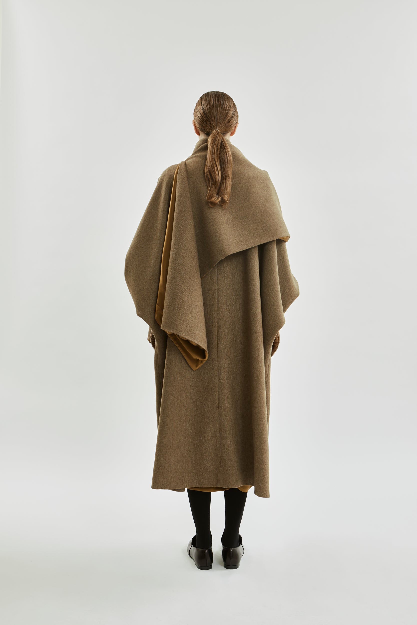 Macha dubbele sjaal | Khaki Brown - gerecyclede wol