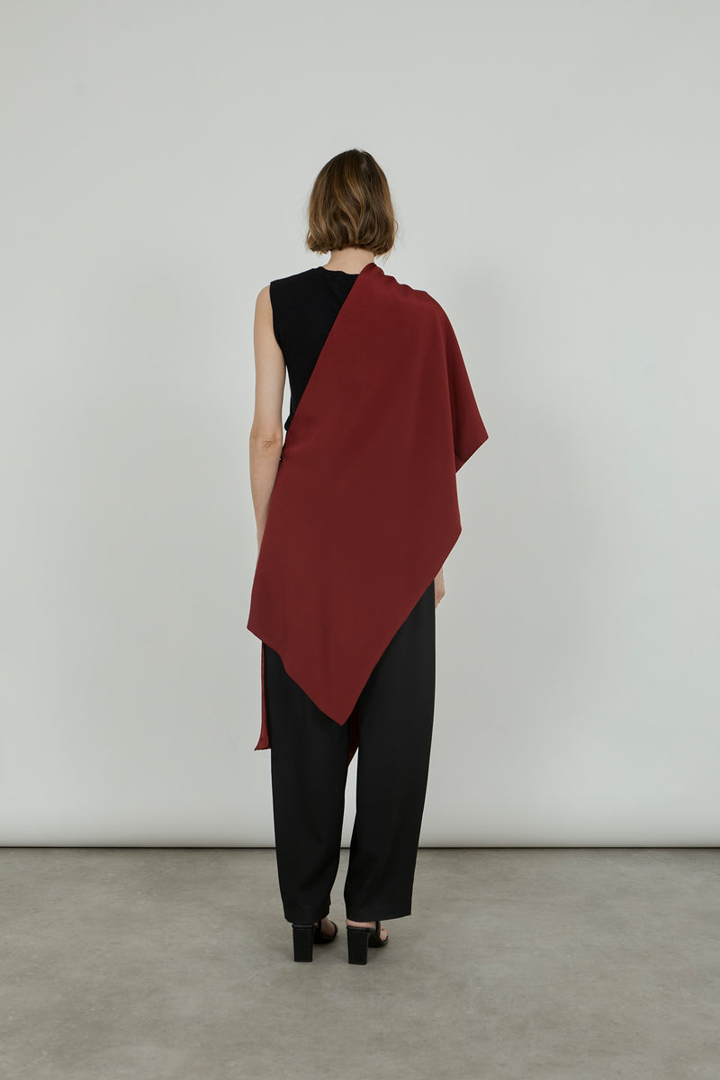 Macha double scarf | Red - Crepe-satin silk