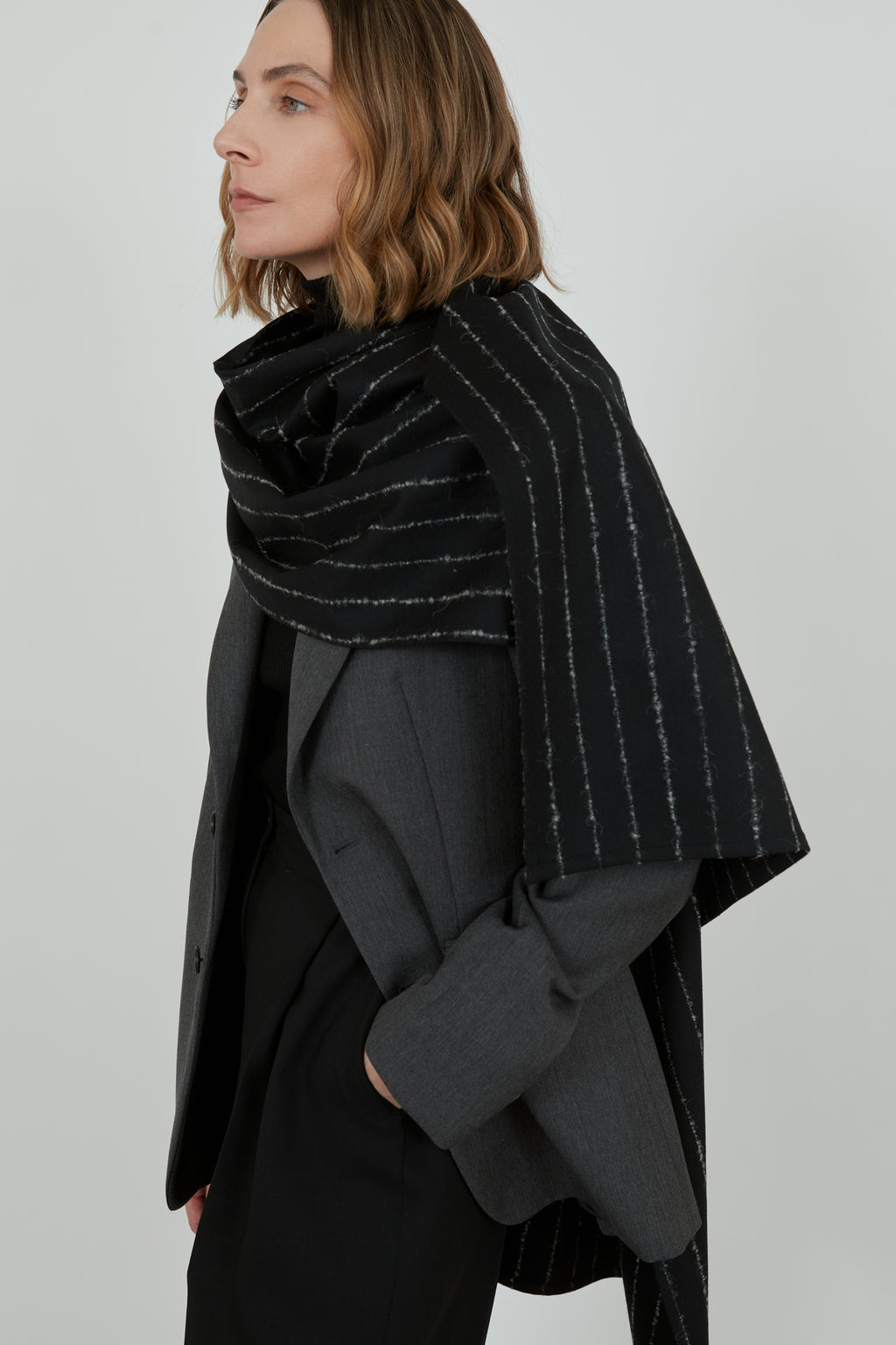 Macha scarf | Black striped - Wool blend