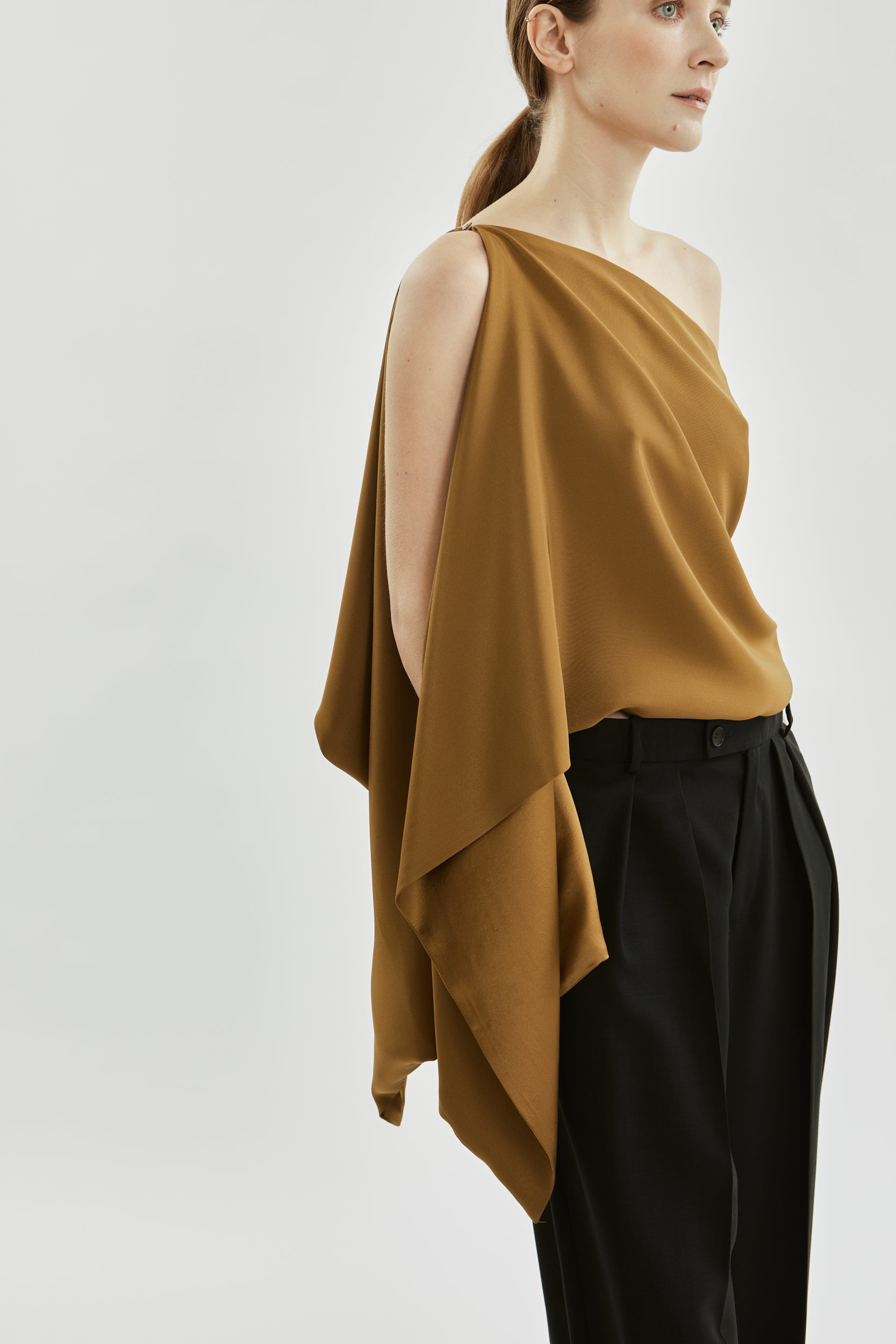 Macha double scarf | Bronze - Crepe silk