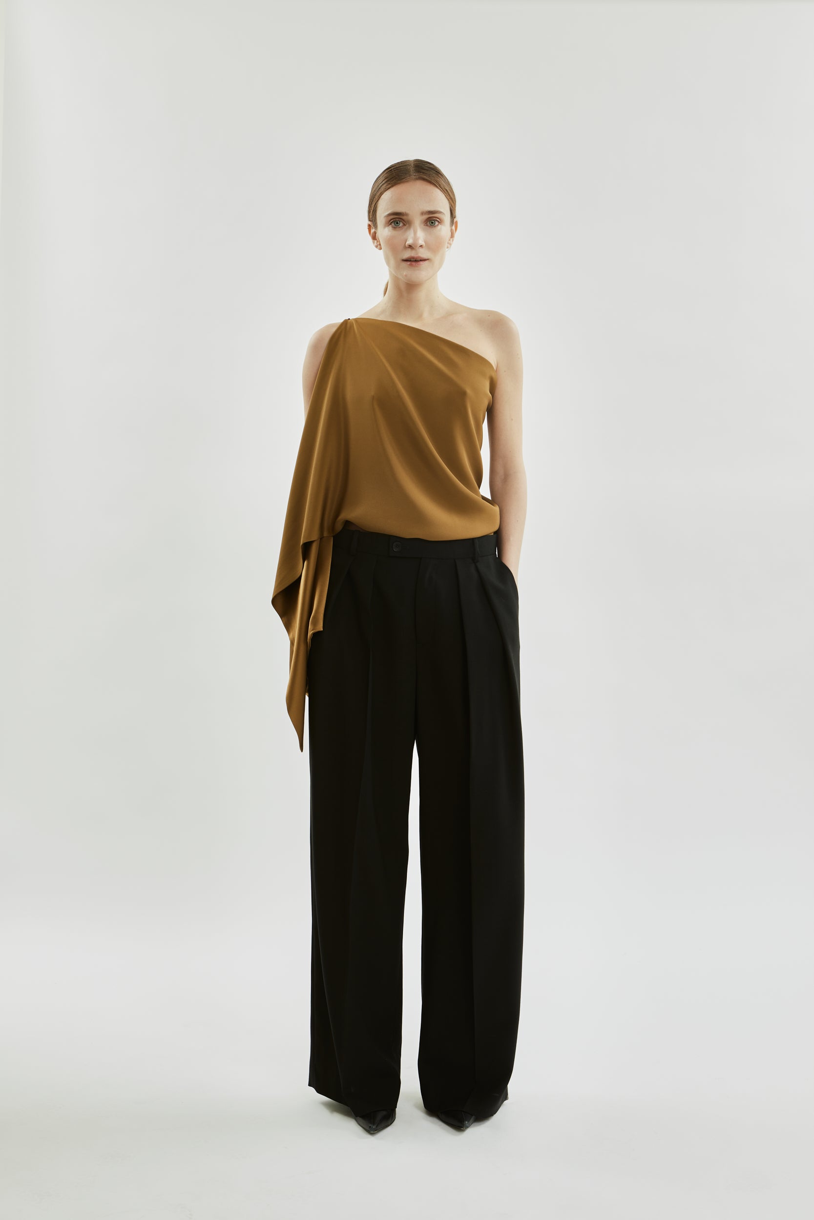 Macha double scarf | Bronze - Crepe silk