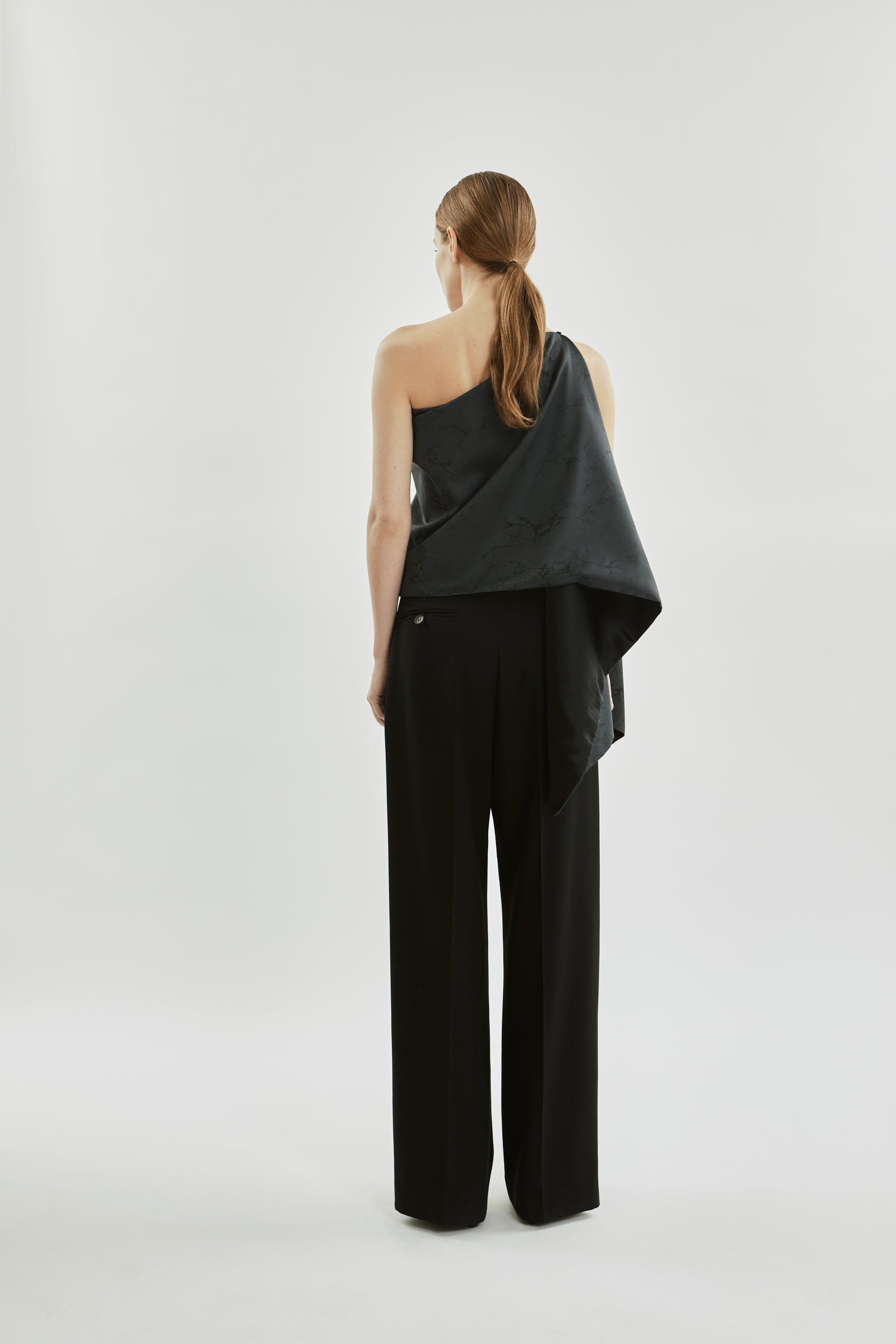 Macha double scarf | Grey jacquard - Wool silk blend