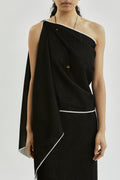 Macha scarf raw | Black off white - Virgin wool