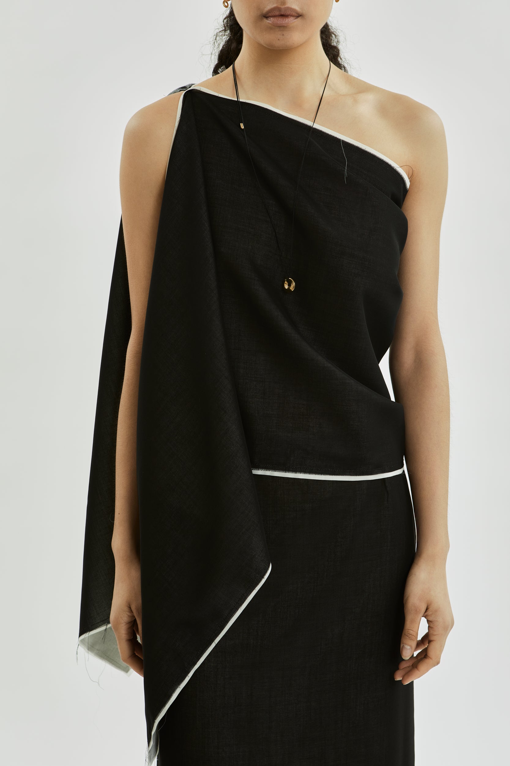 Macha scarf raw | Black off white - Virgin wool