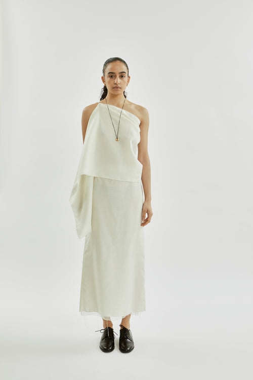 Alvida skirt raw | Cream off white - Wool silk blend