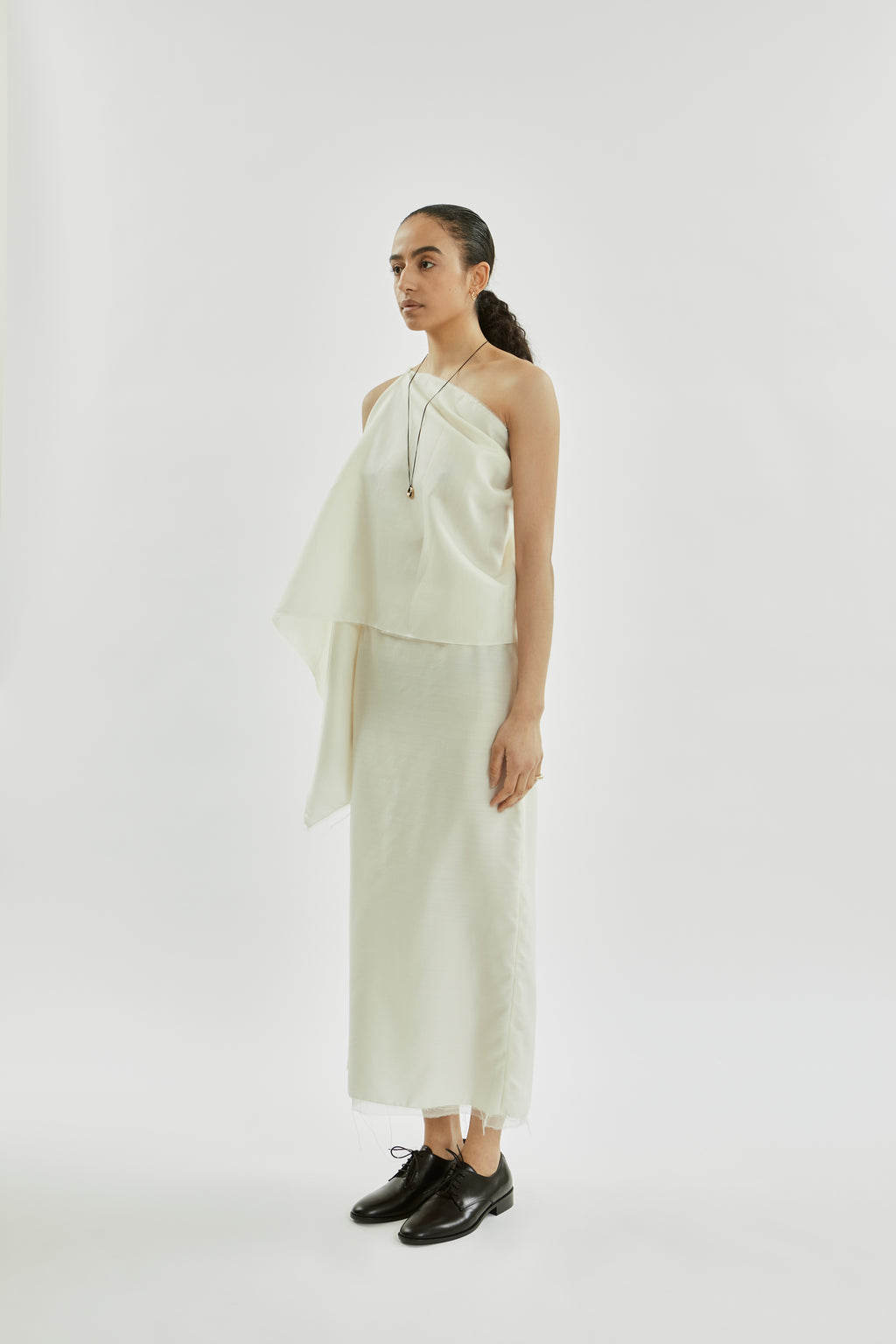 Macha scarf raw | Cream off white - Wool silk blend