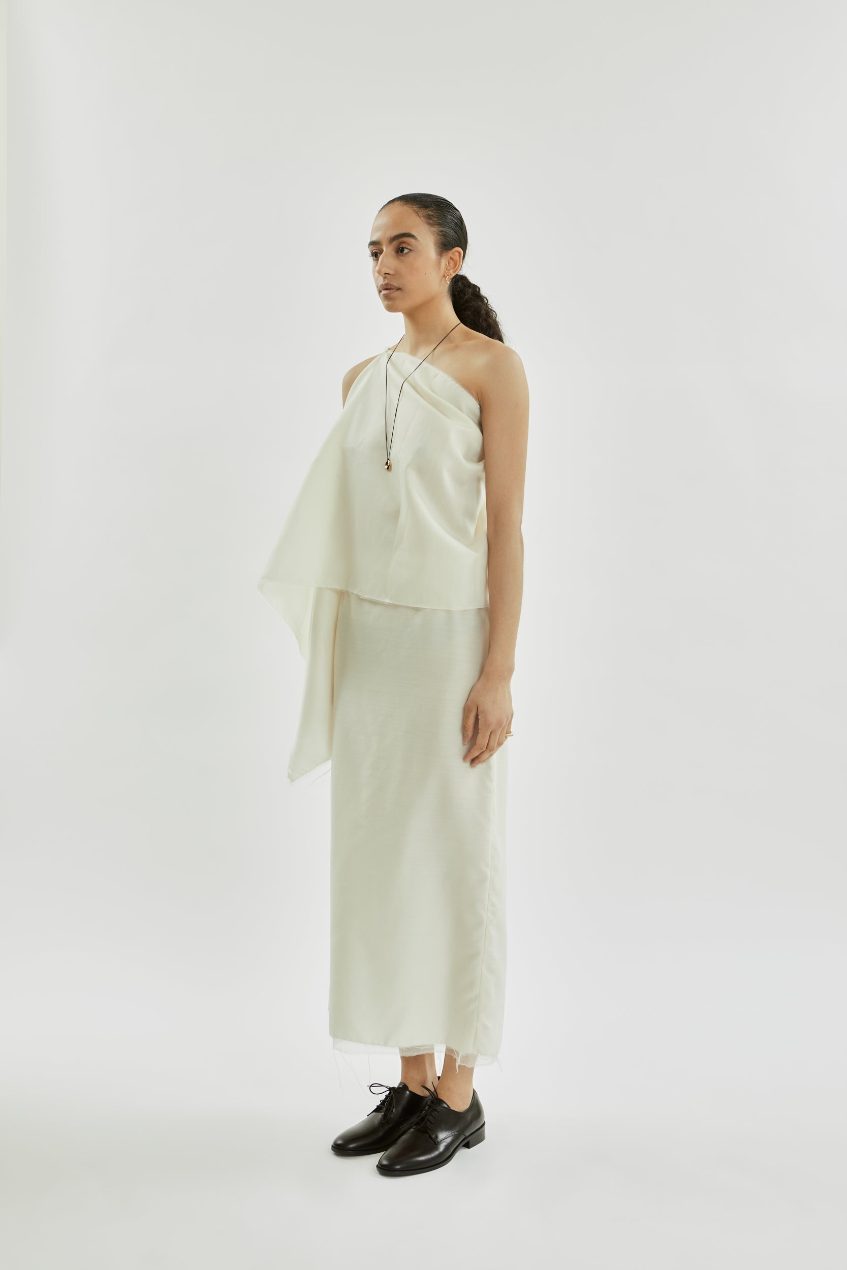 Alvida skirt raw | Cream off white - Wool silk blend