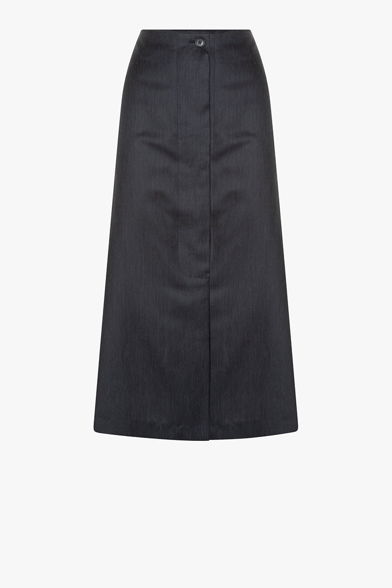 Mei skirt | Black striped - Virgin wool, silk & cotton blend – La