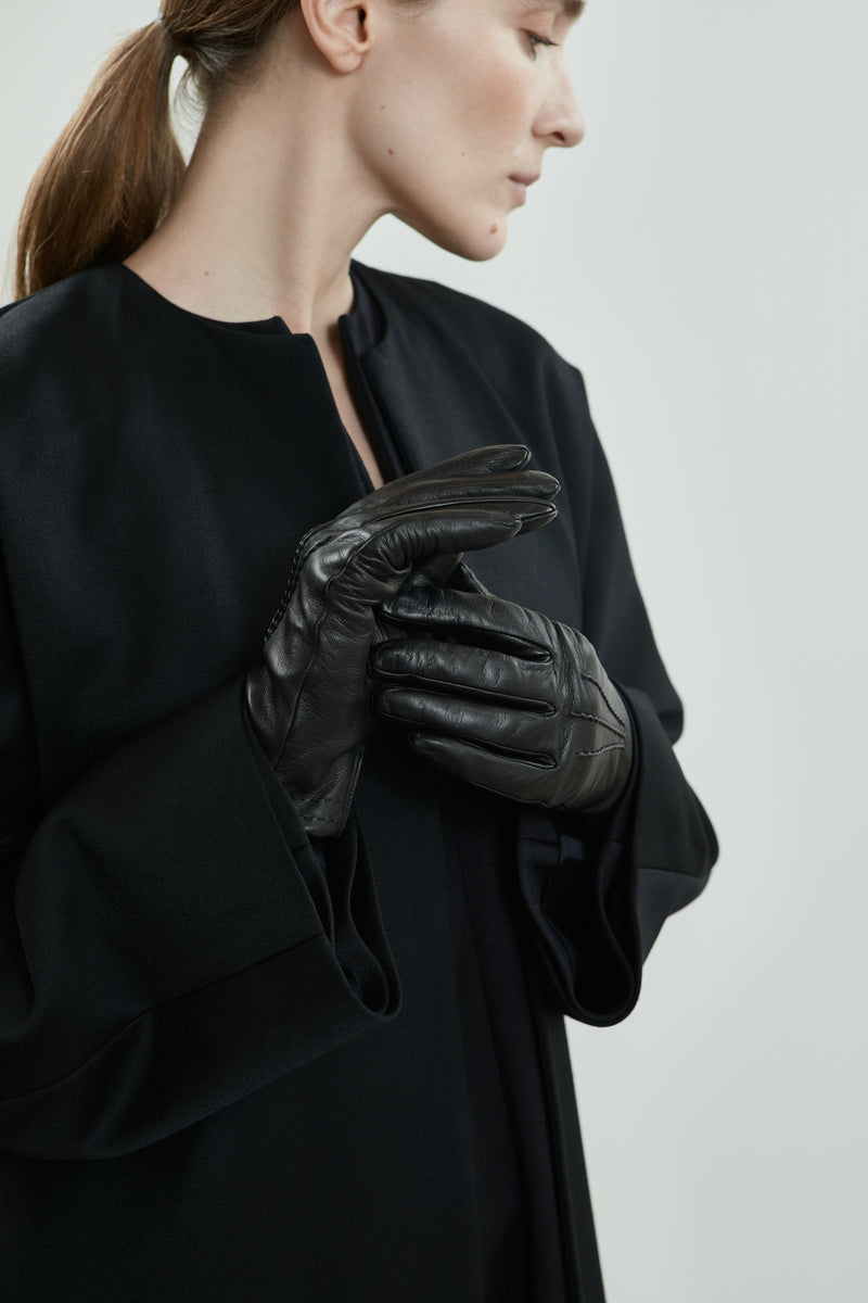 Nan gloves | Black - Calfskin leather