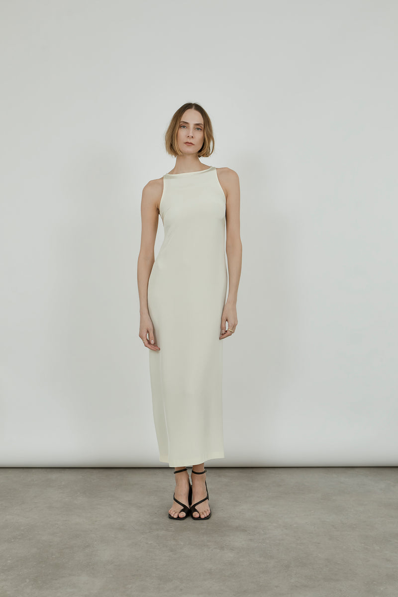 Naomi dress | Off white - Crepe silk