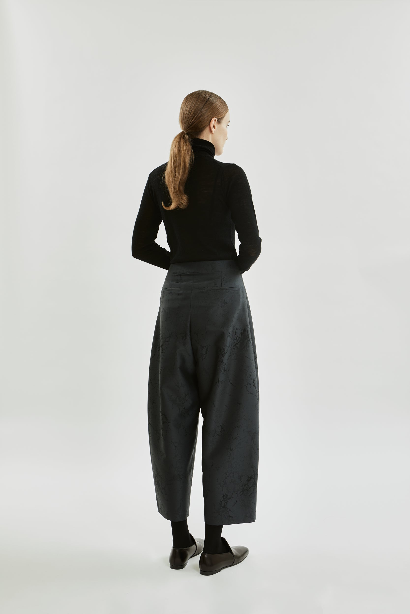 Nika trousers | Grey jacquard - Wool silk blend