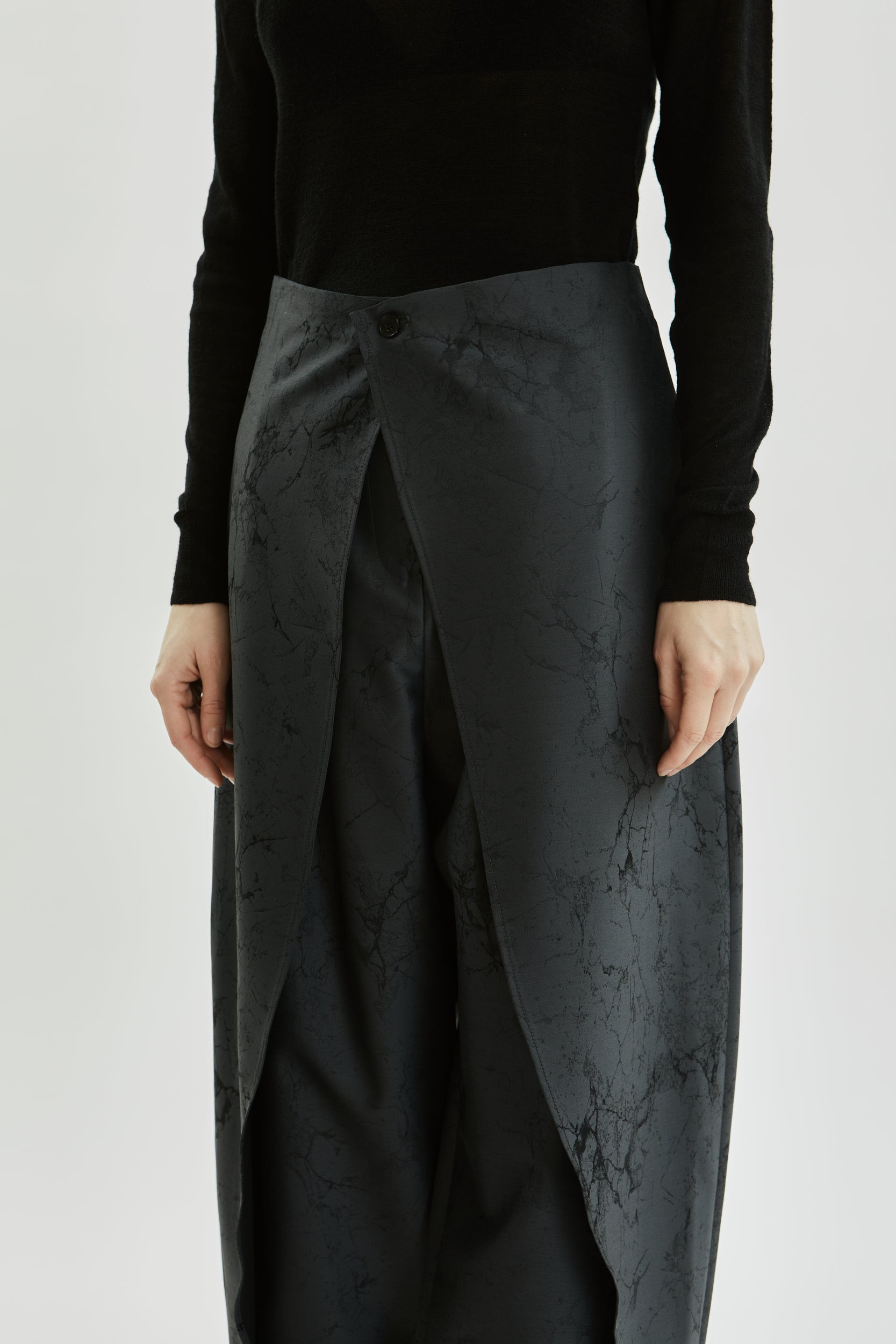 Nika trousers | Grey jacquard - Wool silk blend