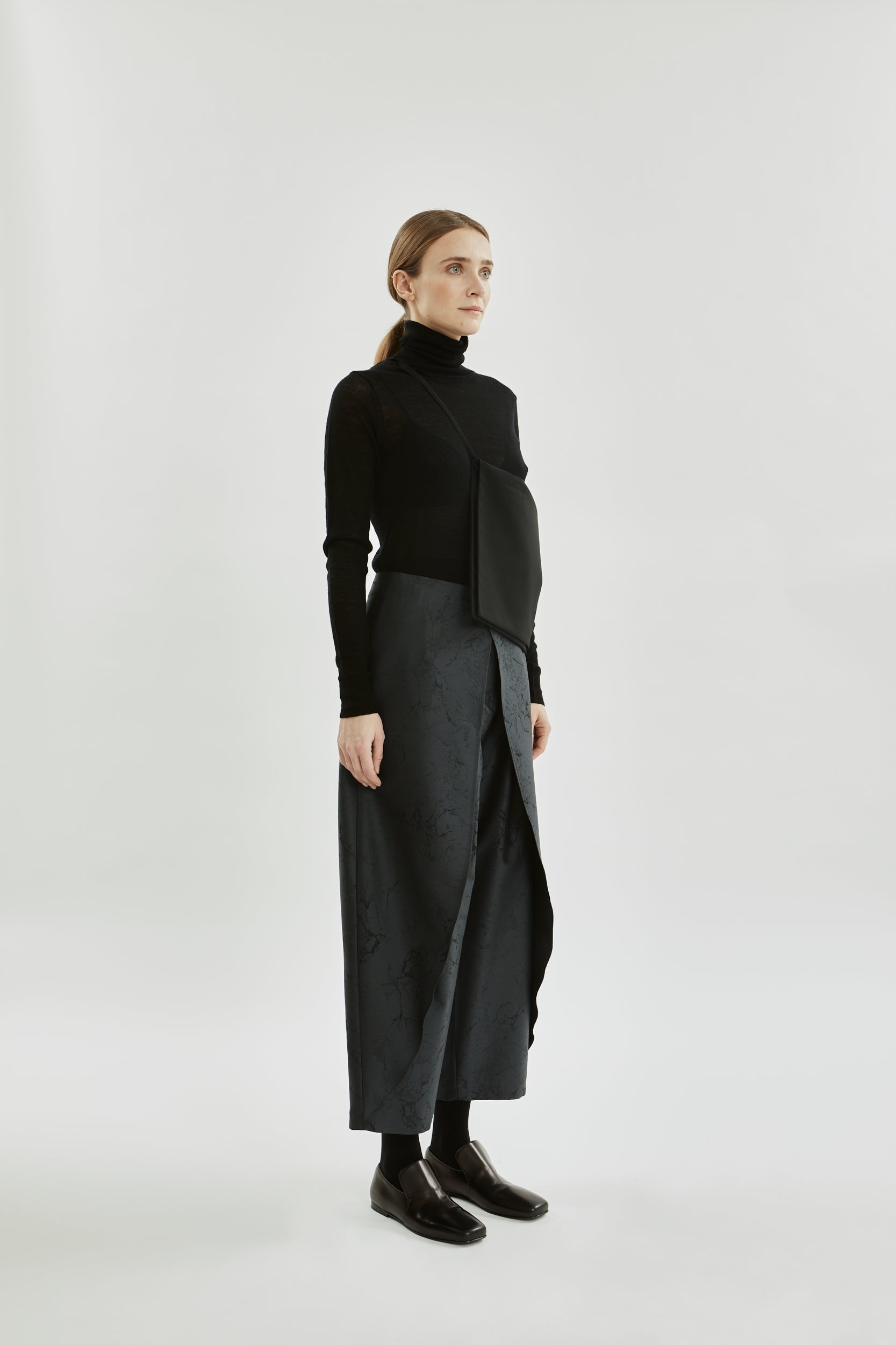 Nika trousers | Grey jacquard - Wool silk blend