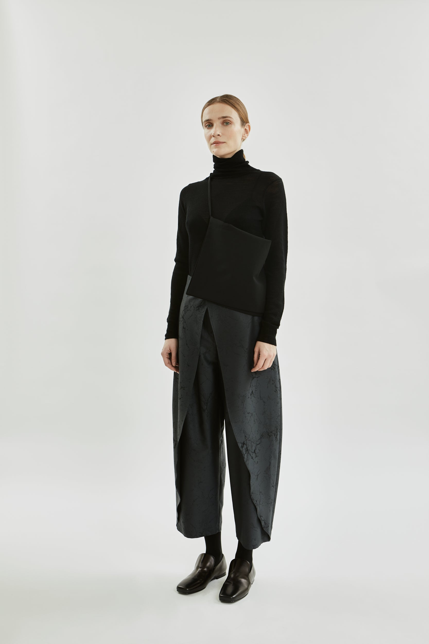Nika trousers | Grey jacquard - Wool silk blend