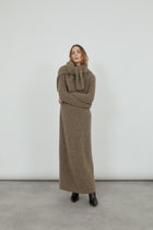 Olive knitted dress | Beige - Alpaca wool