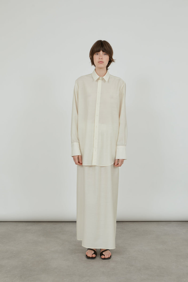 Omani skirt | Off white - Wool silk blend