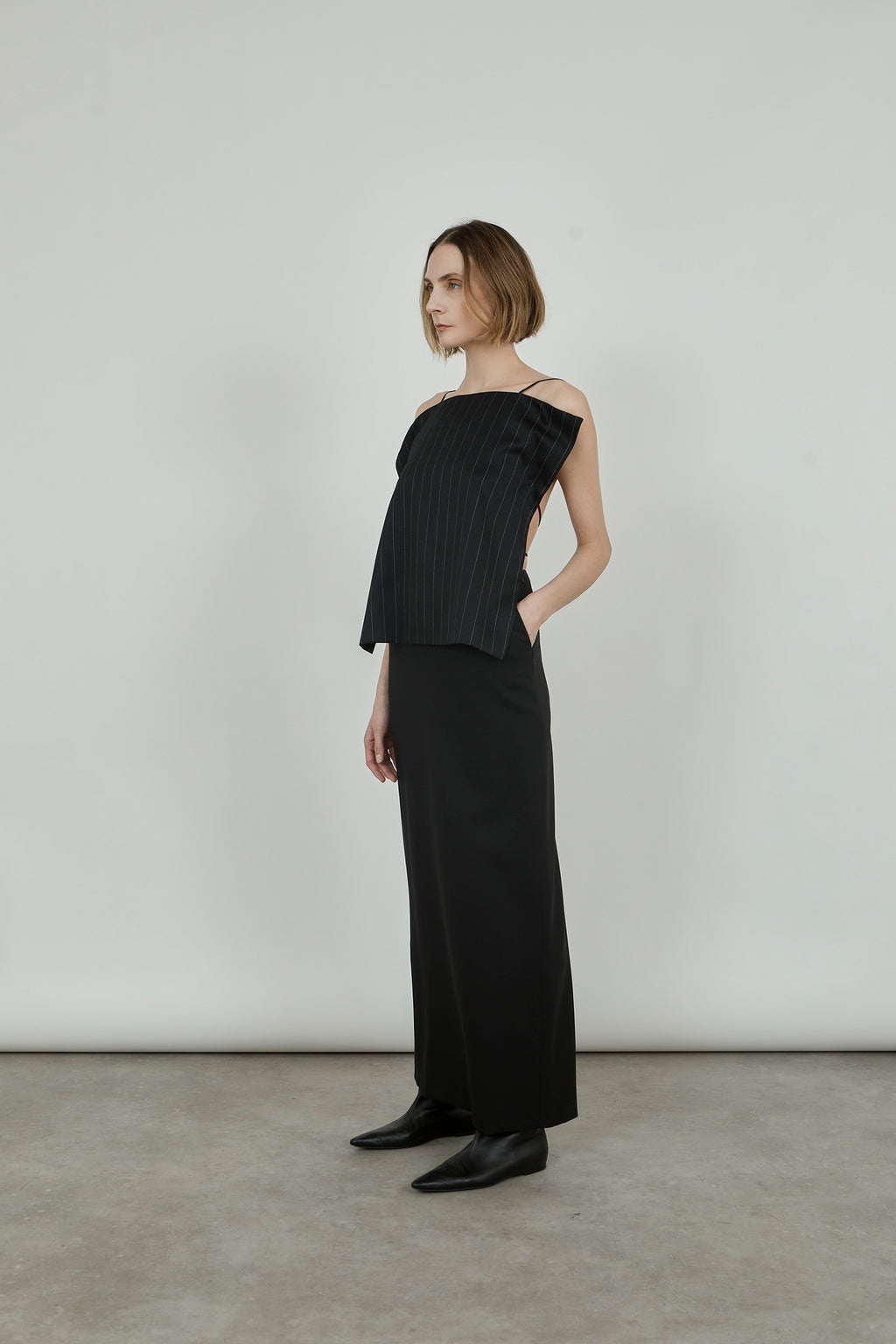 Panarea top | Pinstriped - Virgin wool & silk blend