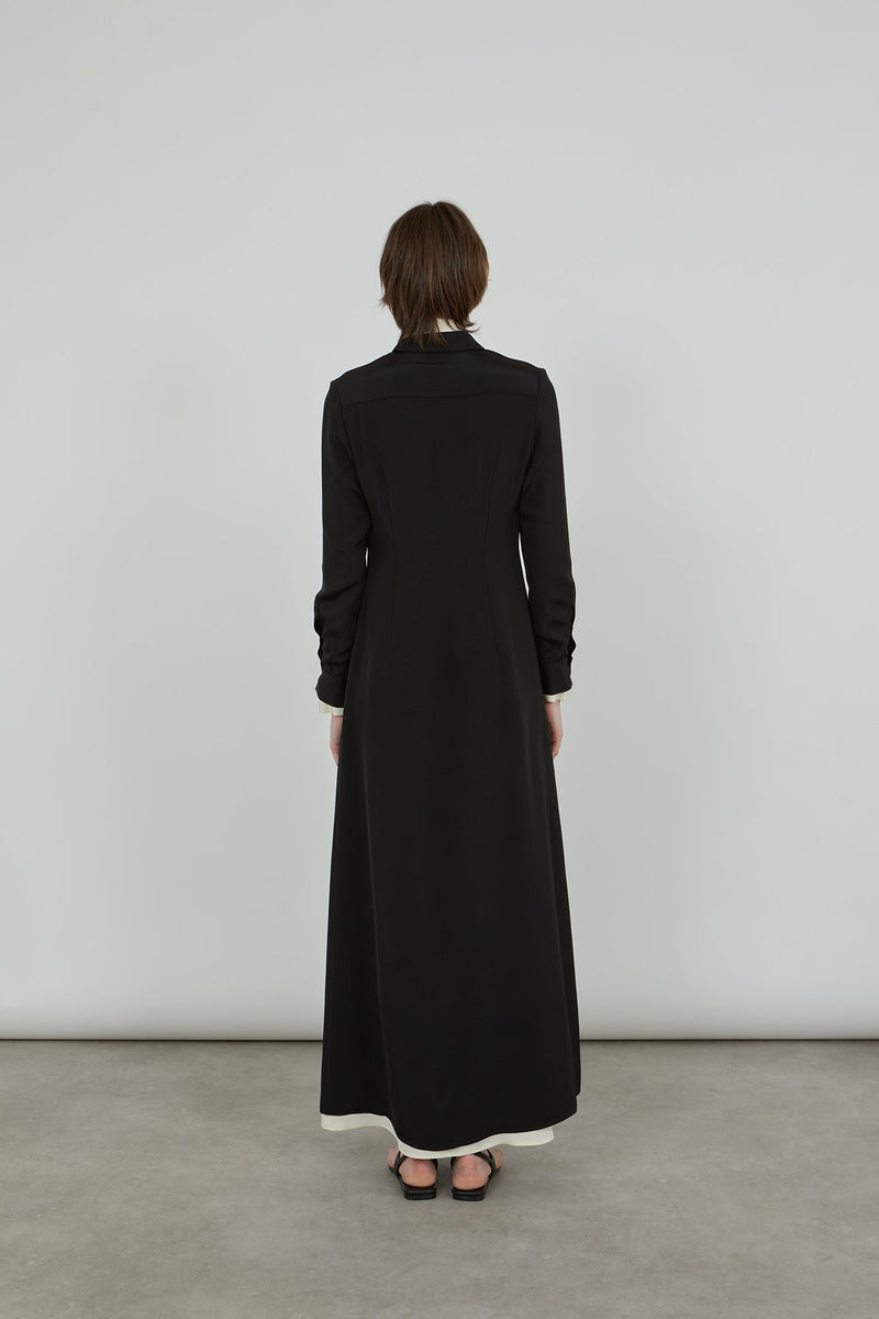 Ramona shirt dress | Black - Crepe silk