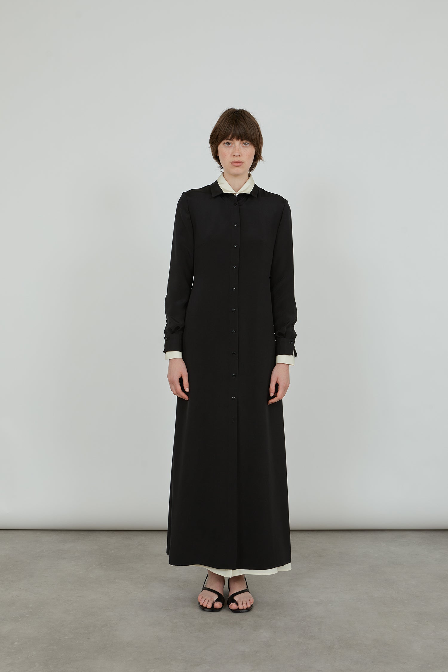 Ramona shirtdress | Black - Crepe silk