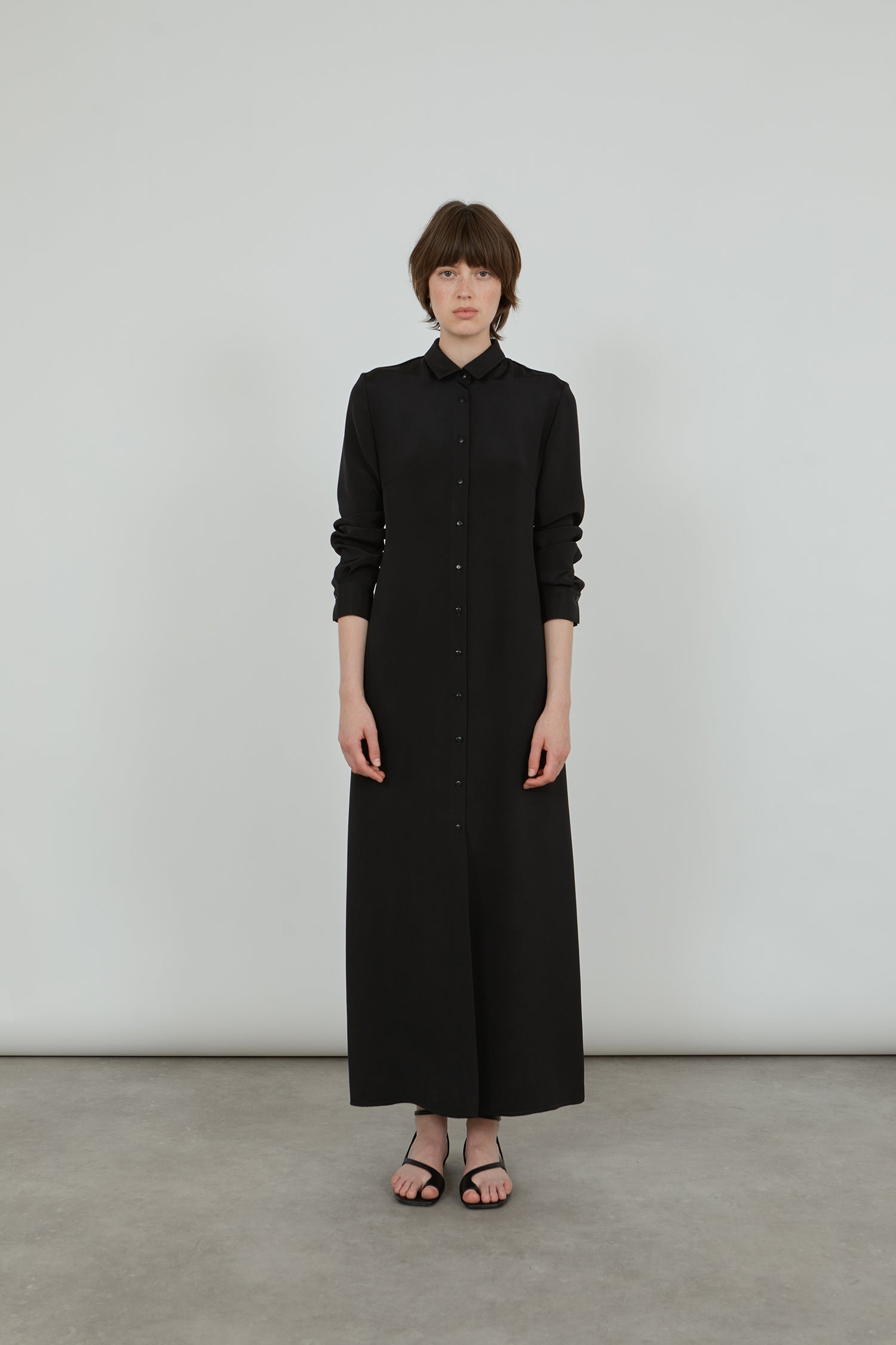 Ramona shirtdress | Black - Crepe silk