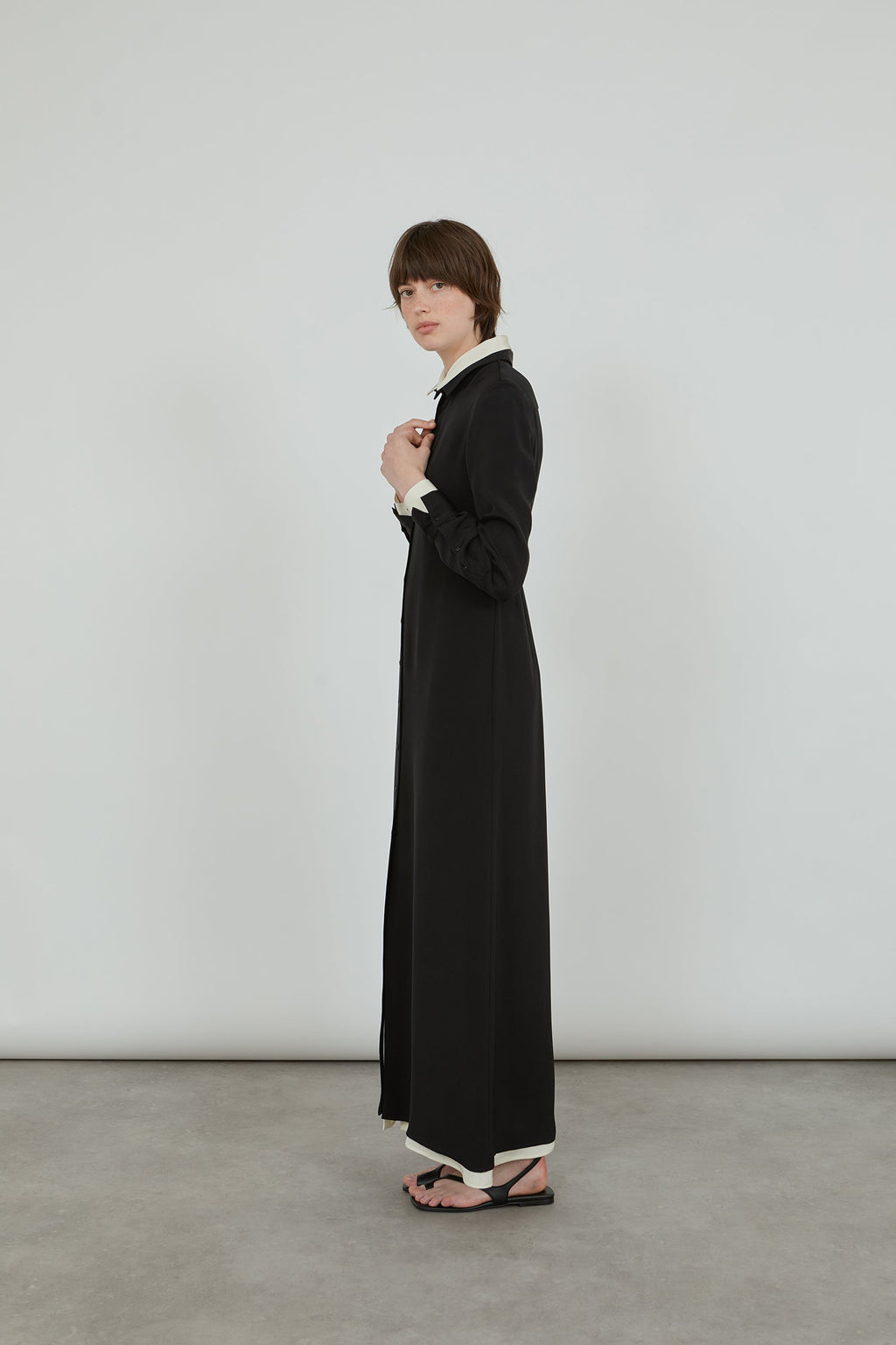 Ramona shirtdress | Black - Crepe silk