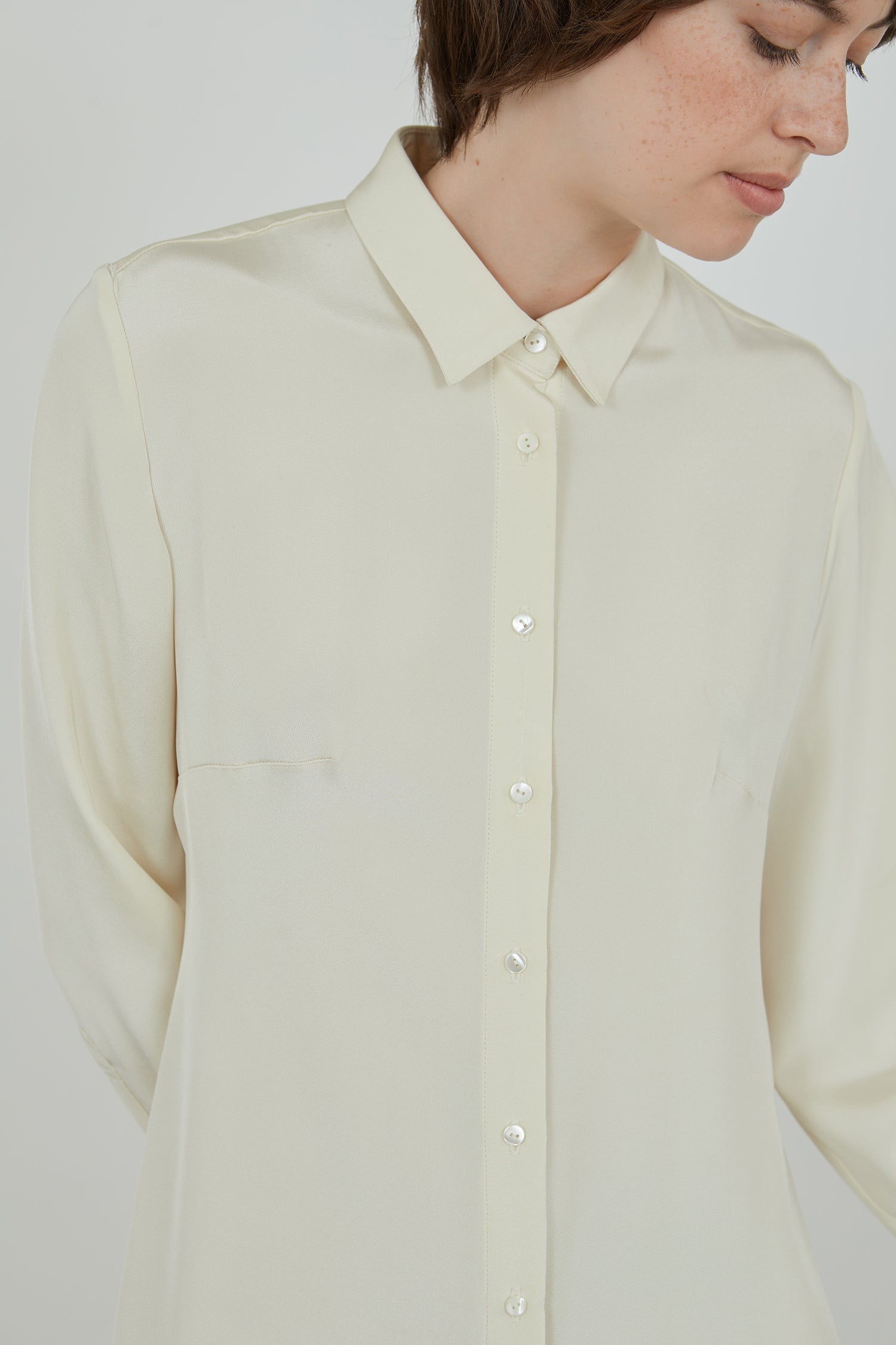 Ramona shirtdress | Off white - Crepe silk