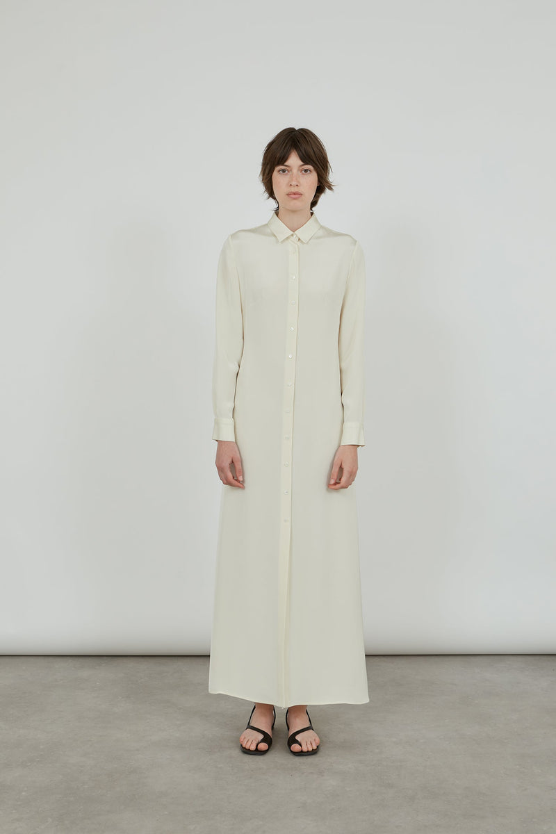 Ramona shirtdress | Off White - Crepe silk