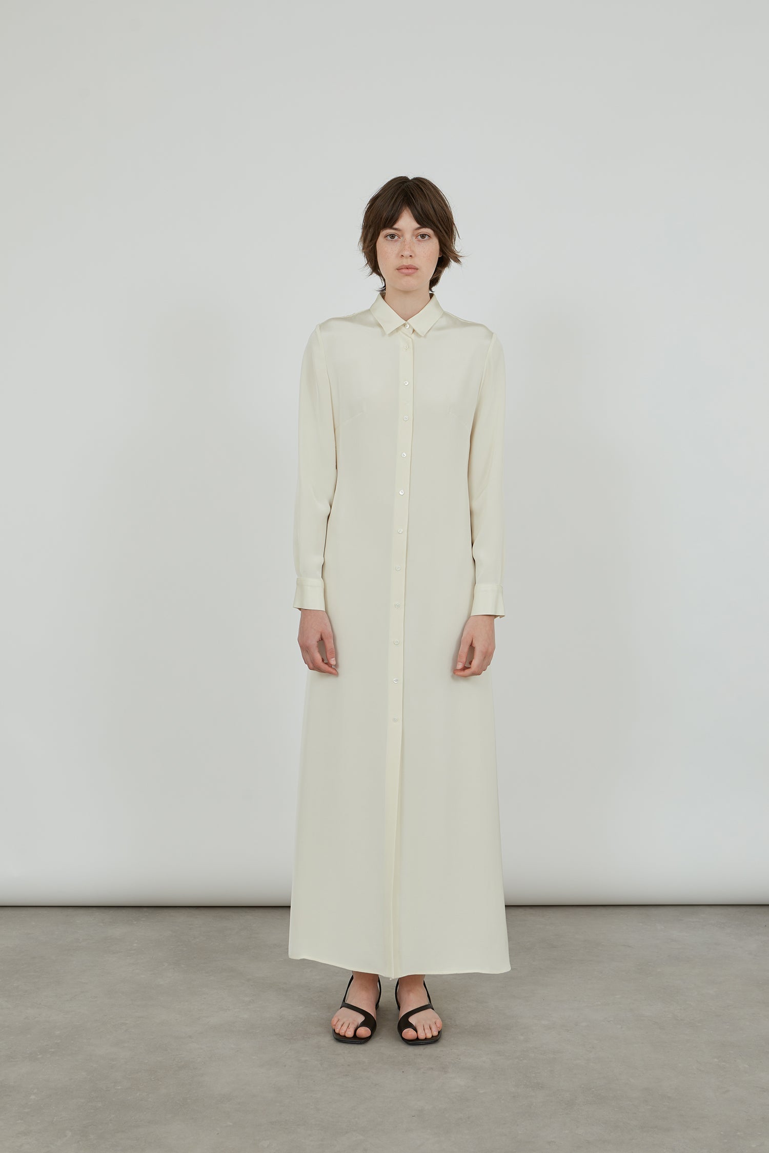 Ramona shirtdress | Off white - Crepe silk