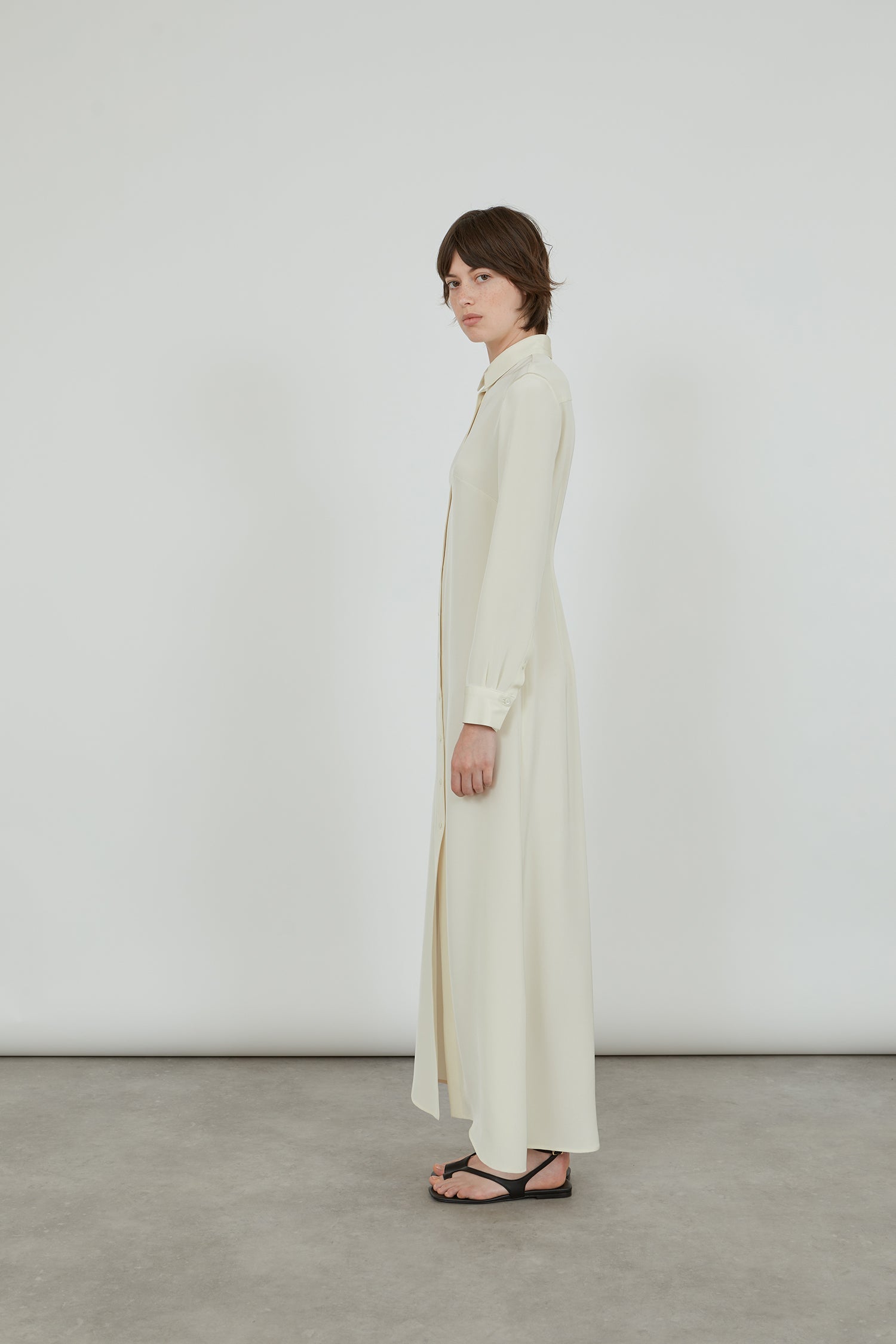 Ramona shirtdress | Off white - Crepe silk