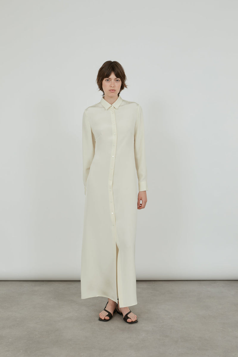 Ramona shirt dress | Off White - Crepe silk