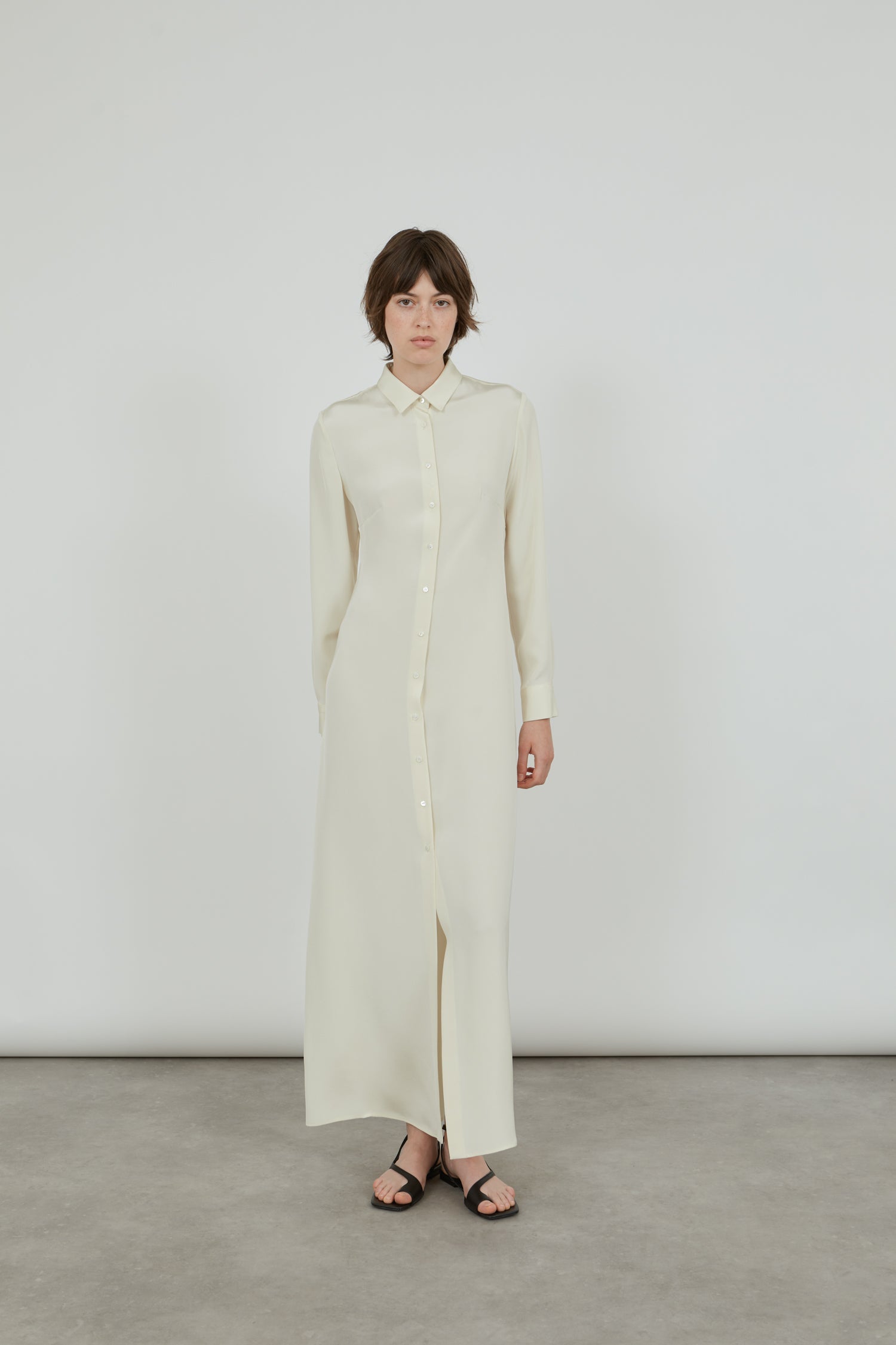 Ramona shirtdress | Off white - Crepe silk