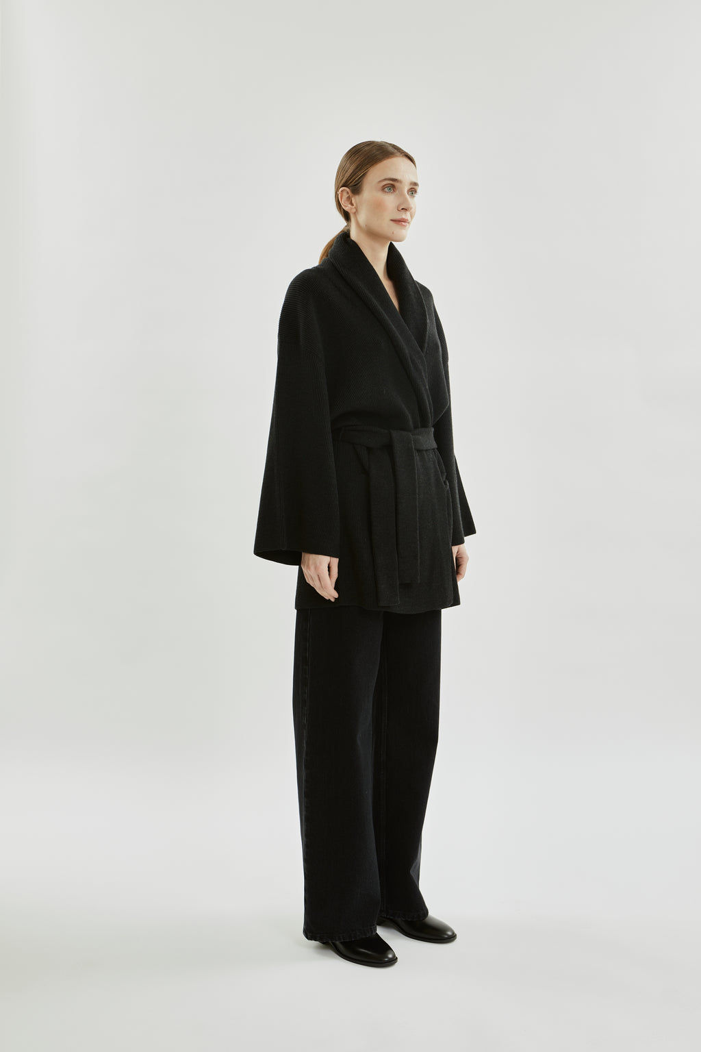 Suki short cardicoat | Dark grey - Merino wool