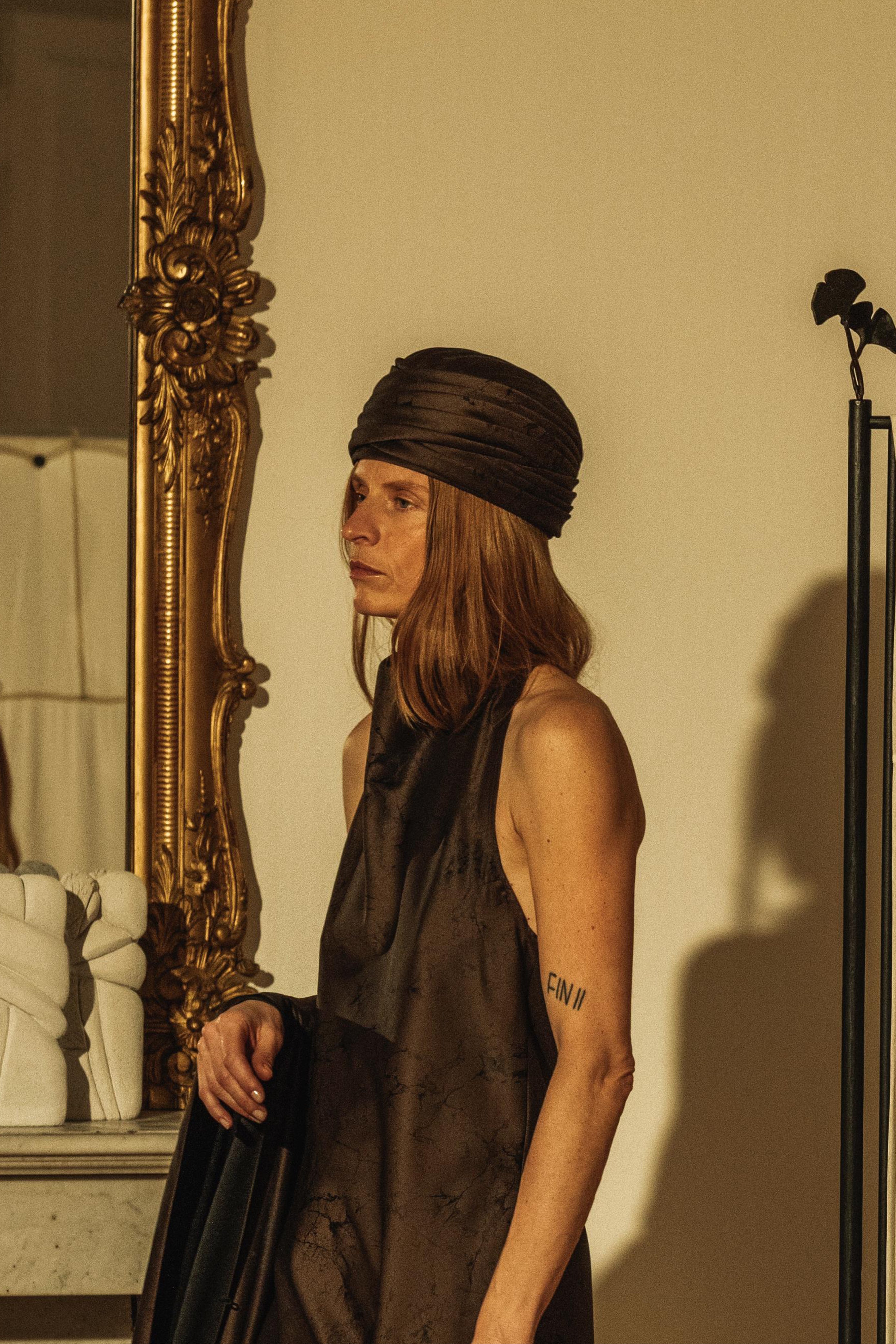 Tahia hat | Khaki jacquard - Wool silk blend