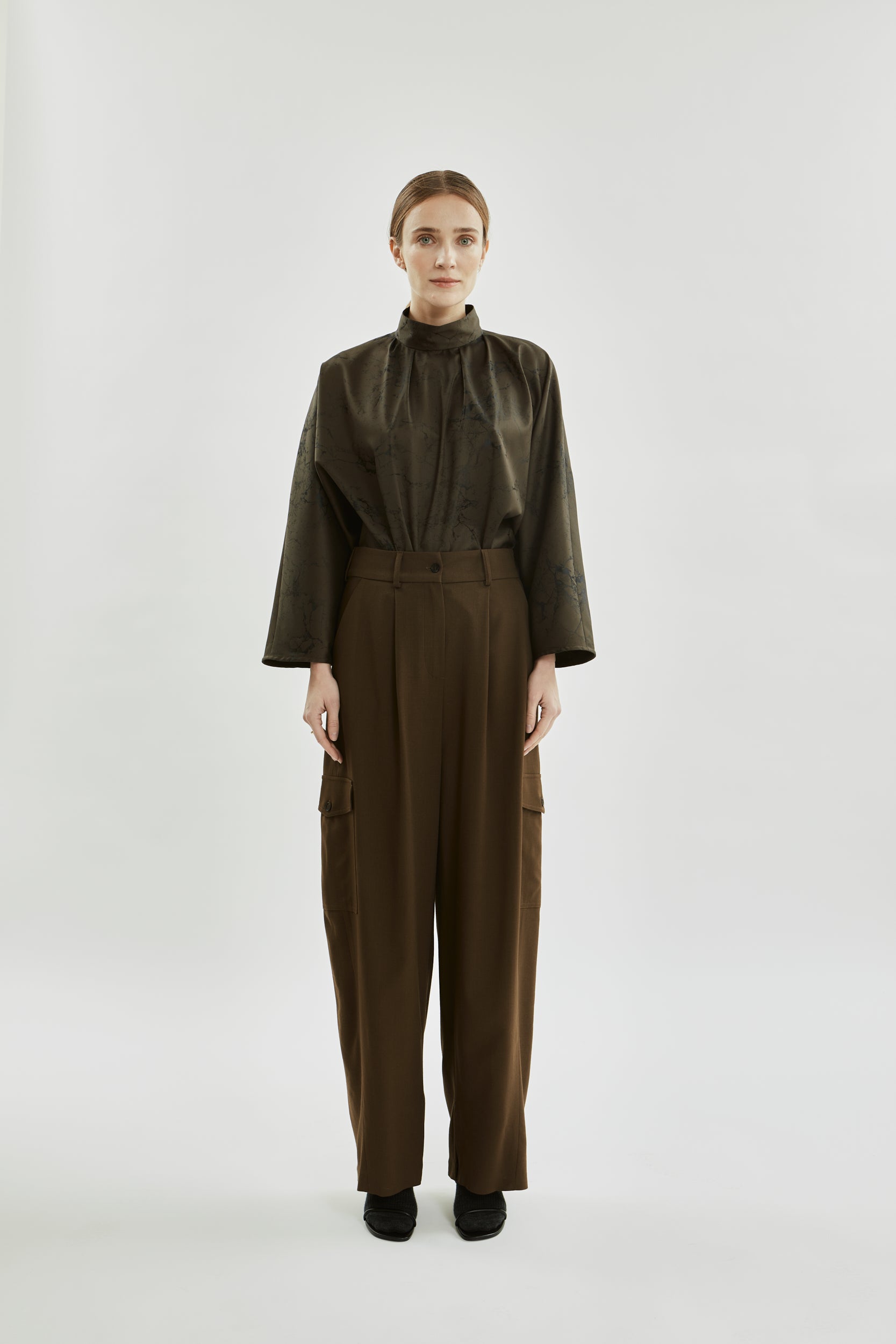 Tessa Trousers | Khaki - Virgin wool blend