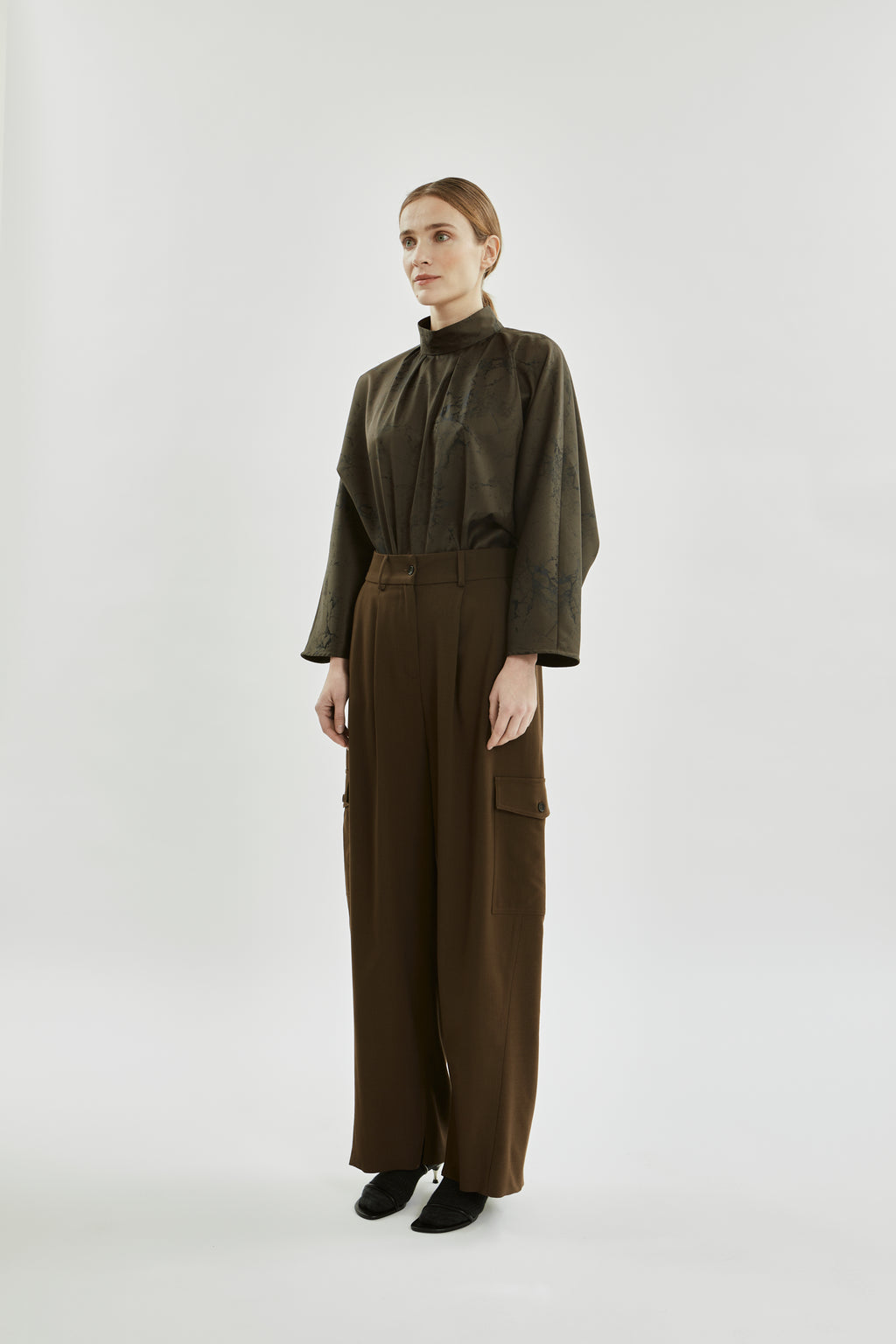 Tessa Trousers | Khaki - Virgin wool blend