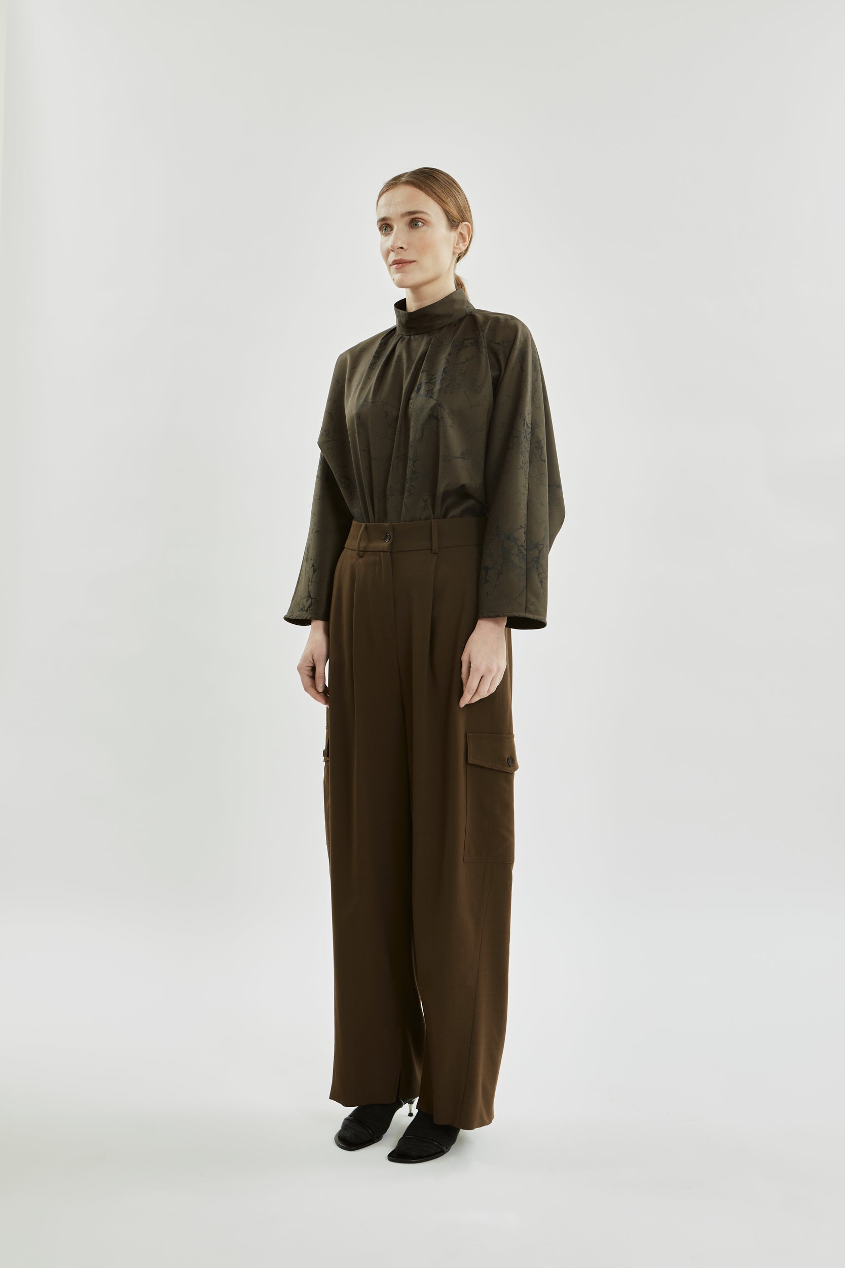Tessa Trousers | Khaki - Virgin wool blend