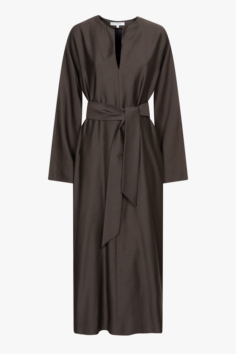 Thalia dress | Chocolate - Wool-silk blend