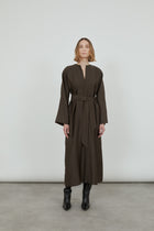 Thalia dress | Chocolate - Wool-silk blend