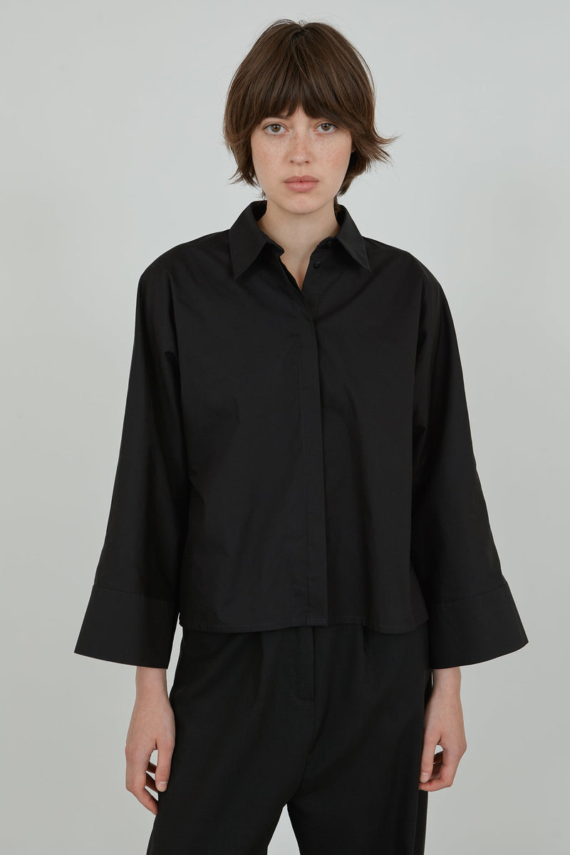 Thea shirt | Black - Cotton-poplin