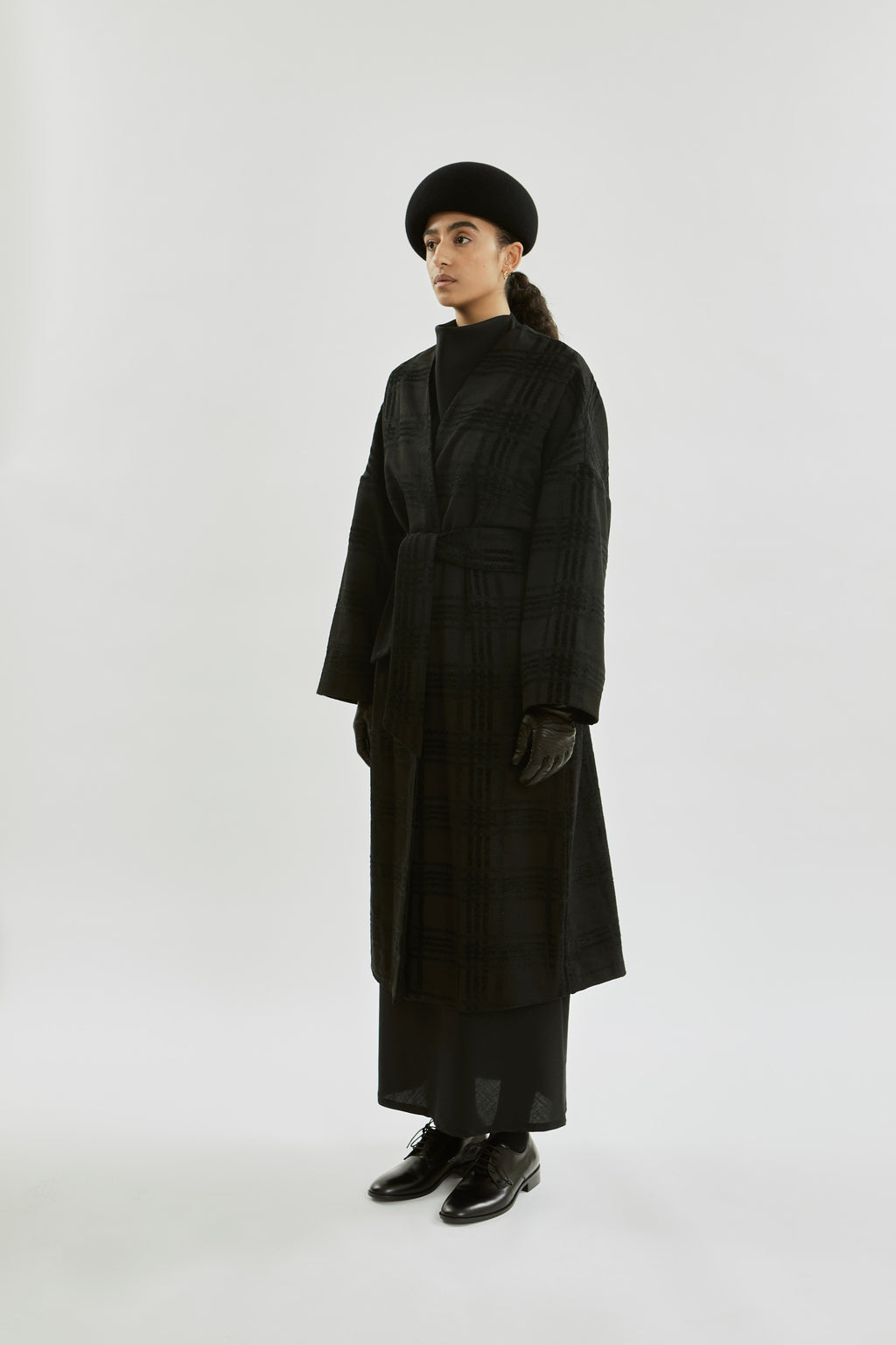 Tuba A coat | Black - Velvet checked