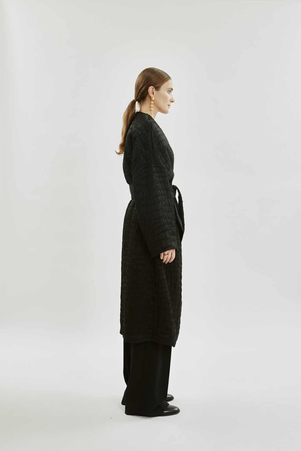 Tuba A coat | Black - Satin padded