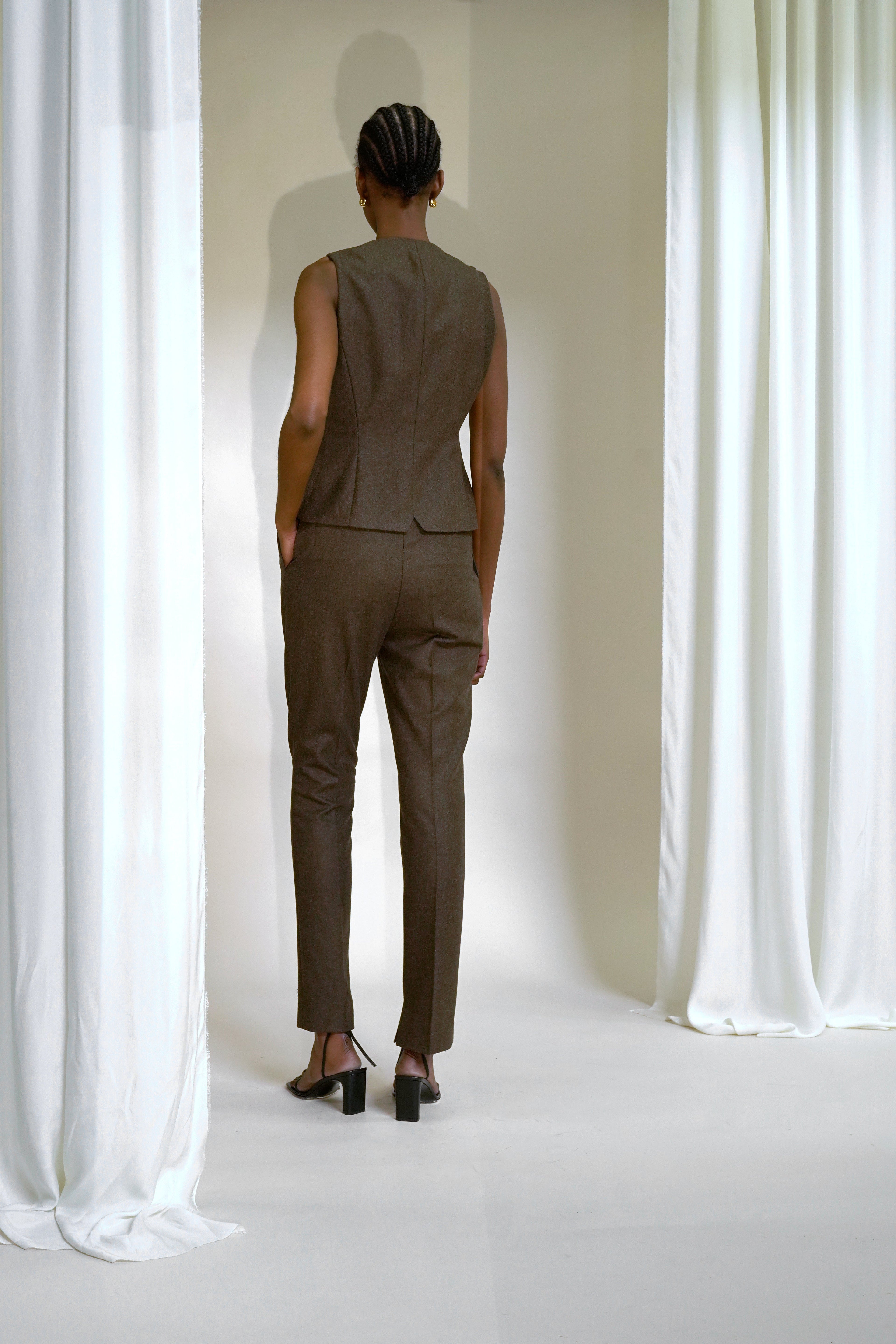 Ulla Trousers | Brown - Flannel wool