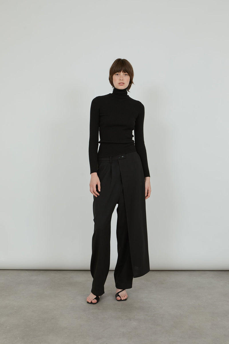 Yoko half skirt | Black - Virgin wool