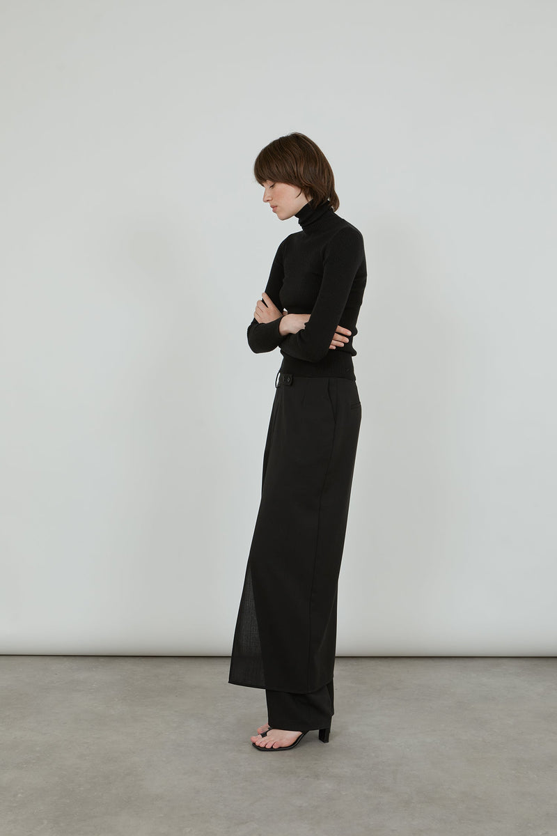 Yoko half skirt | Black - Virgin wool