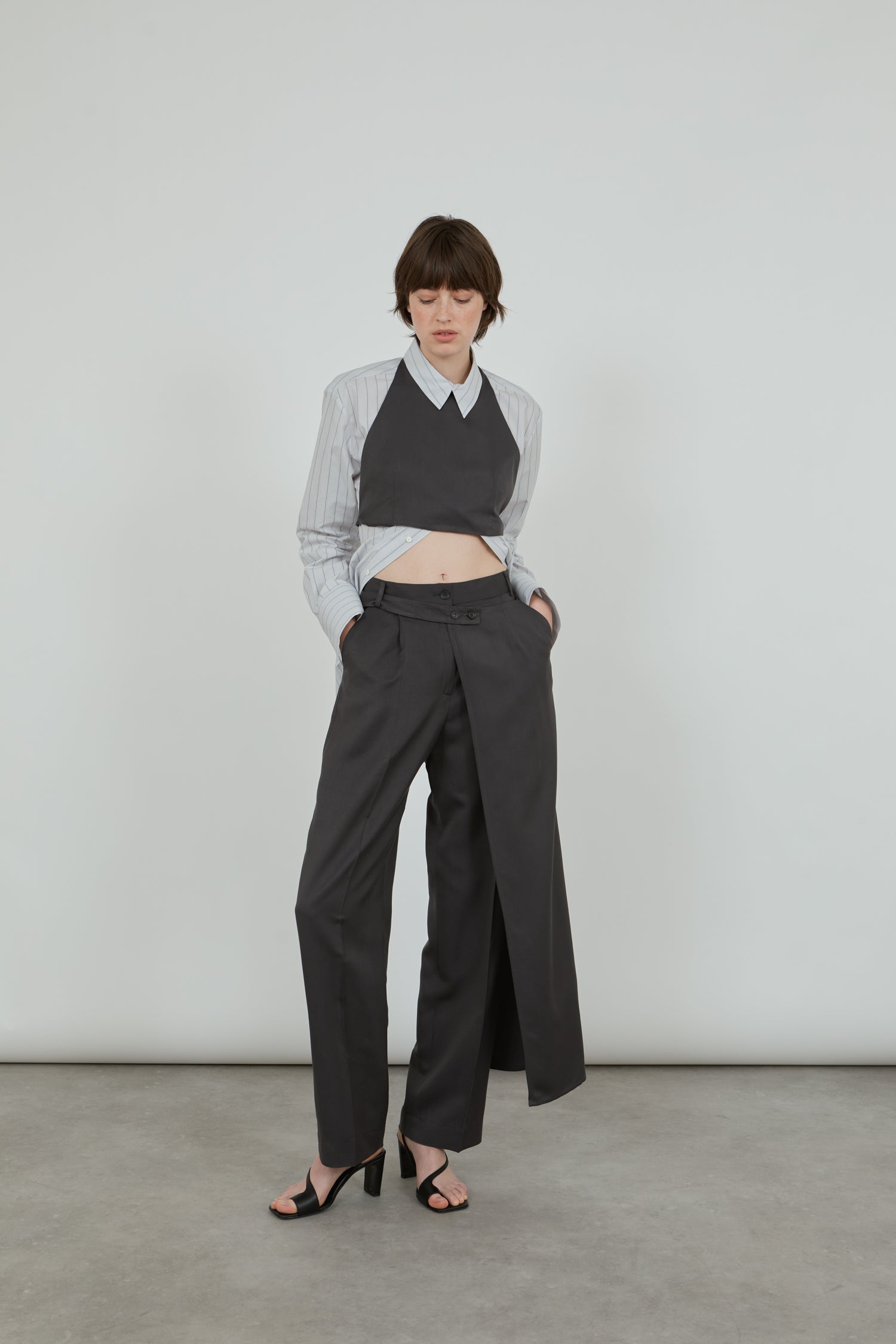 Yoko half skirt | Aubergine grey - Viscose